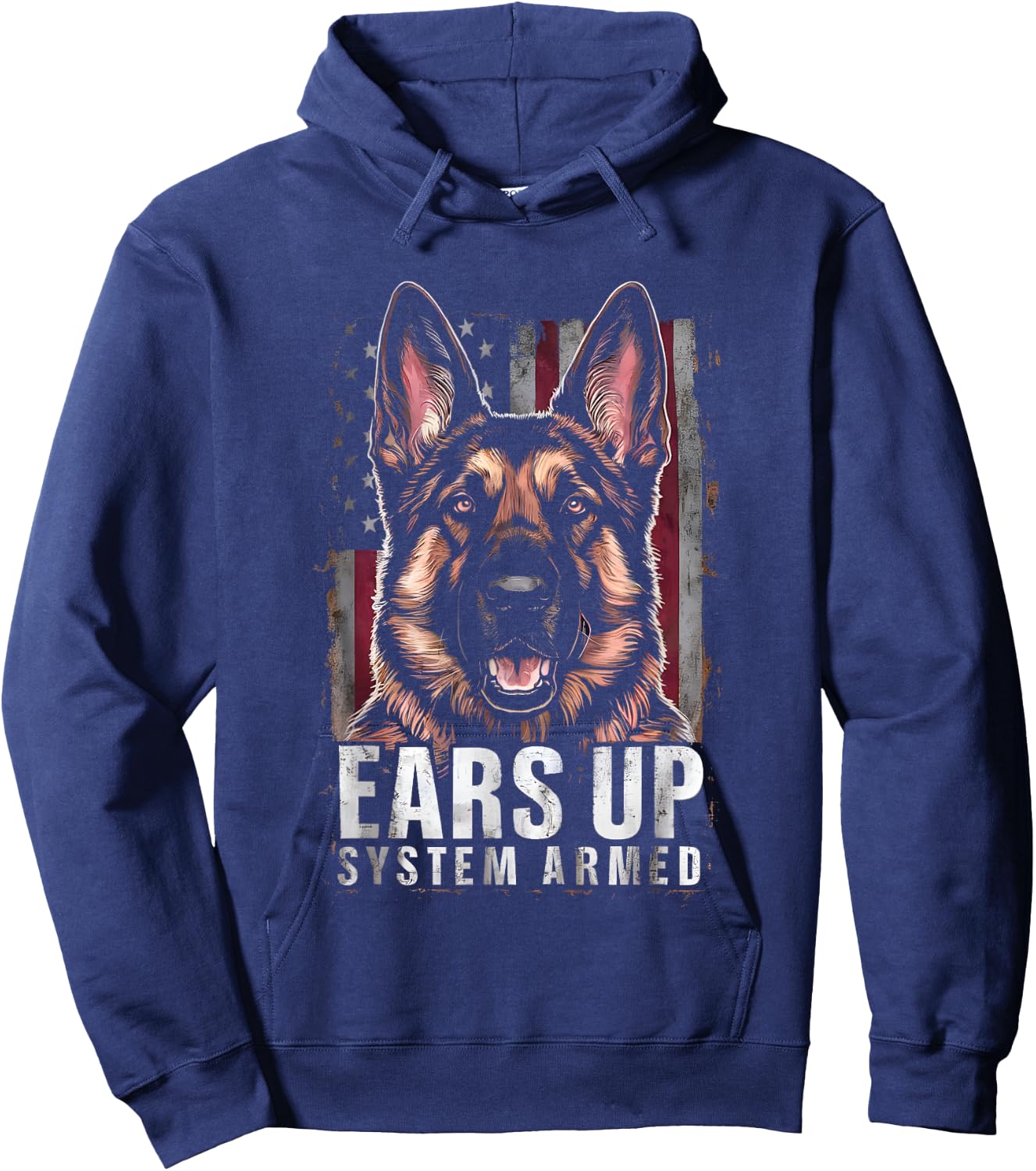Funny German Shepherd Mom Service Dog Ears Up System Armed Hoodie - Hoodie | Navy