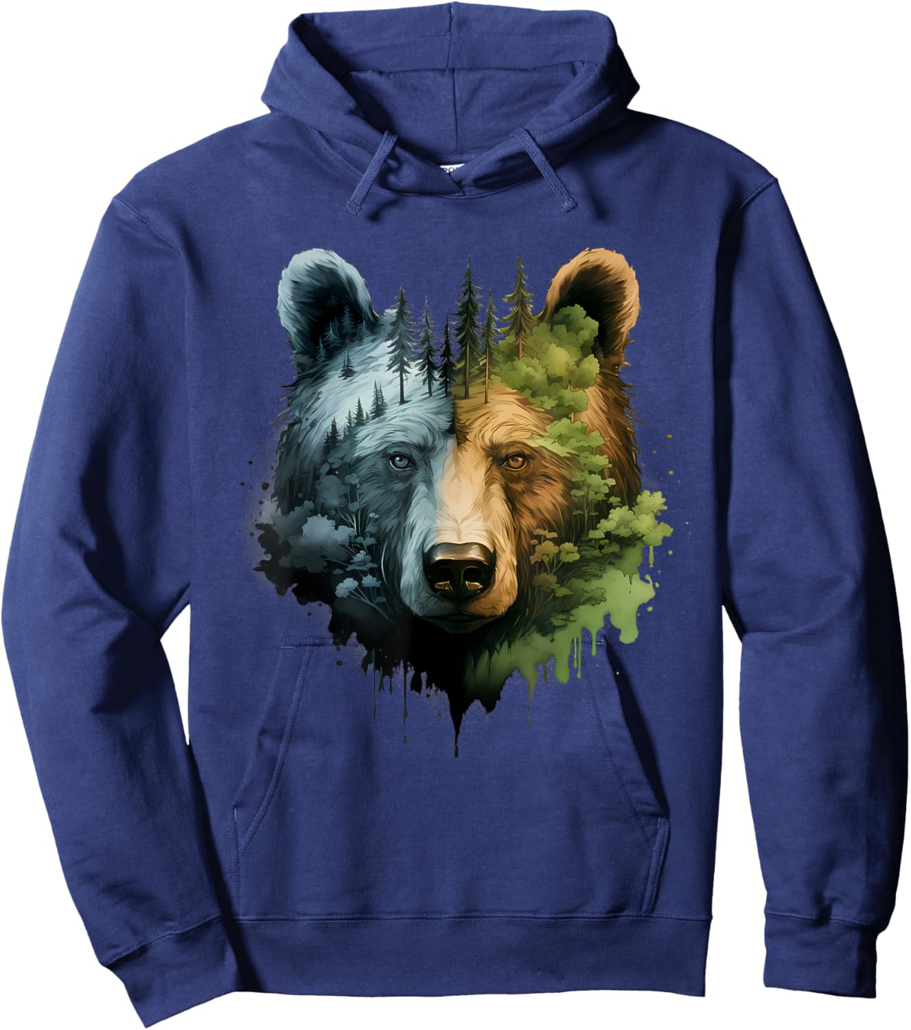Bear Forest Portrait Animal Art Motif Nature Wildlife Hoodie - Hoodie | Navy