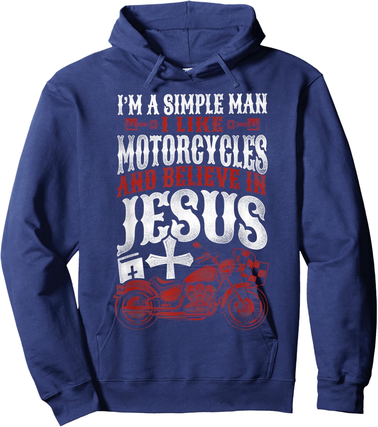 Classic Christian Motorcycle Biker I Am A Simple Man I Like Hoodie - Hoodie | Navy