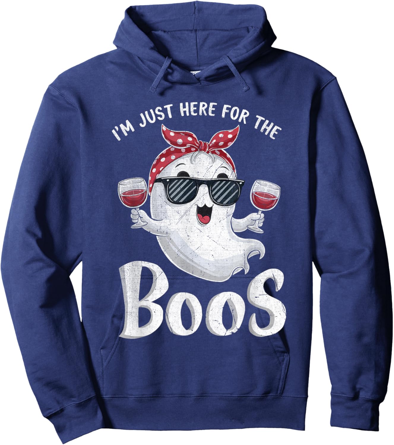 I'm Just Here for the Boos Funny Halloween Cute Ghost Hoodie - Hoodie | Navy