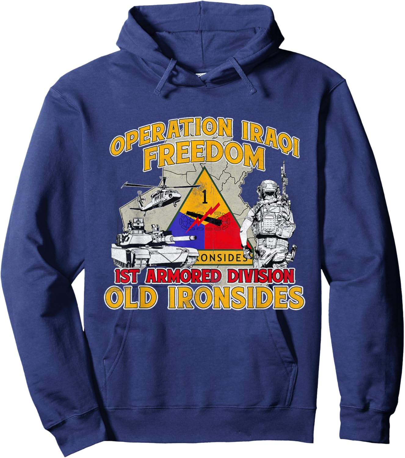 1st Armored Division - Operation Iraqi Freedom OIF Veteran Hoodie - Hoodie | Navy