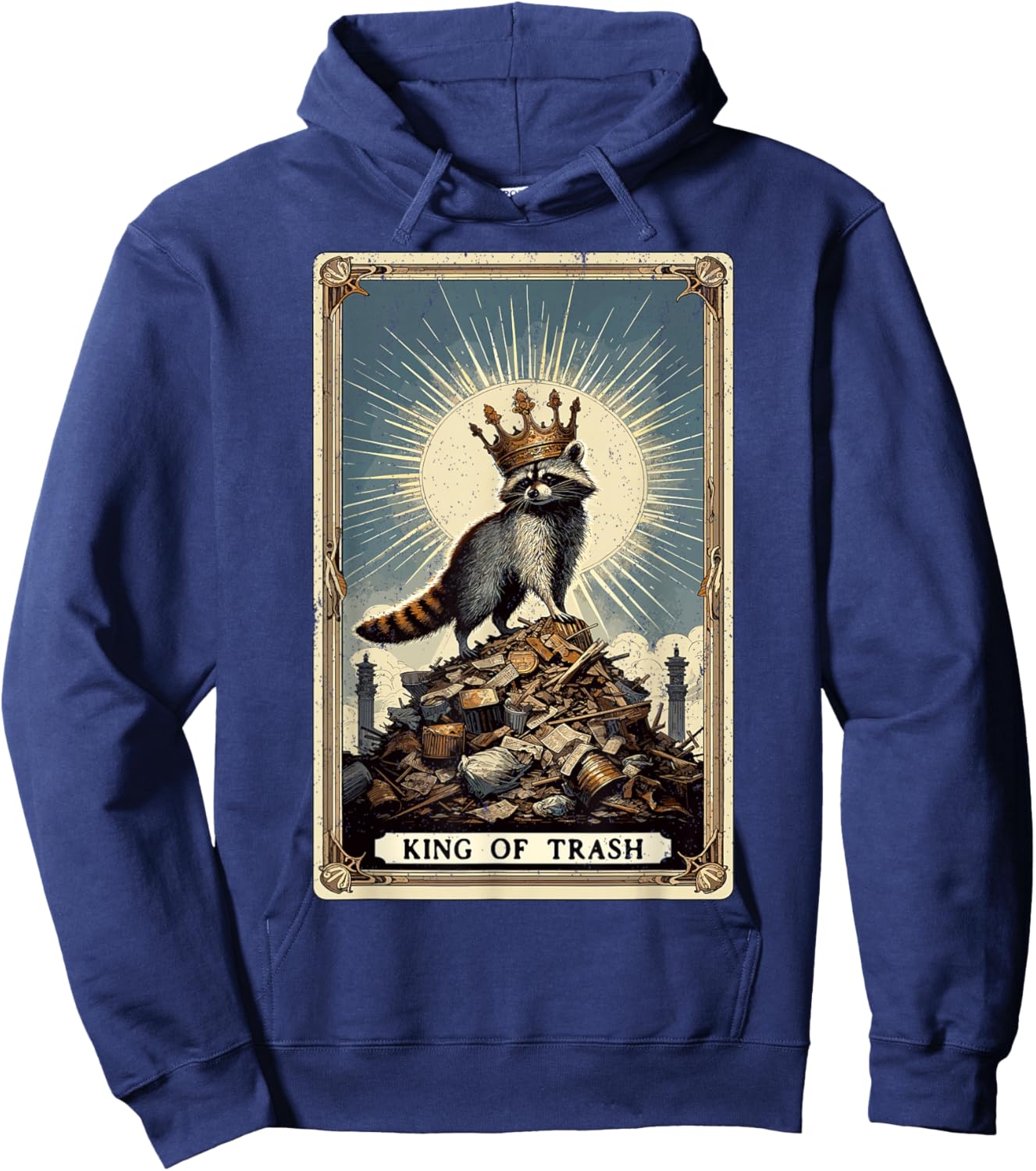 King Of Trash Racoon Tarot Card Raccoon Hoodie - Hoodie | Navy