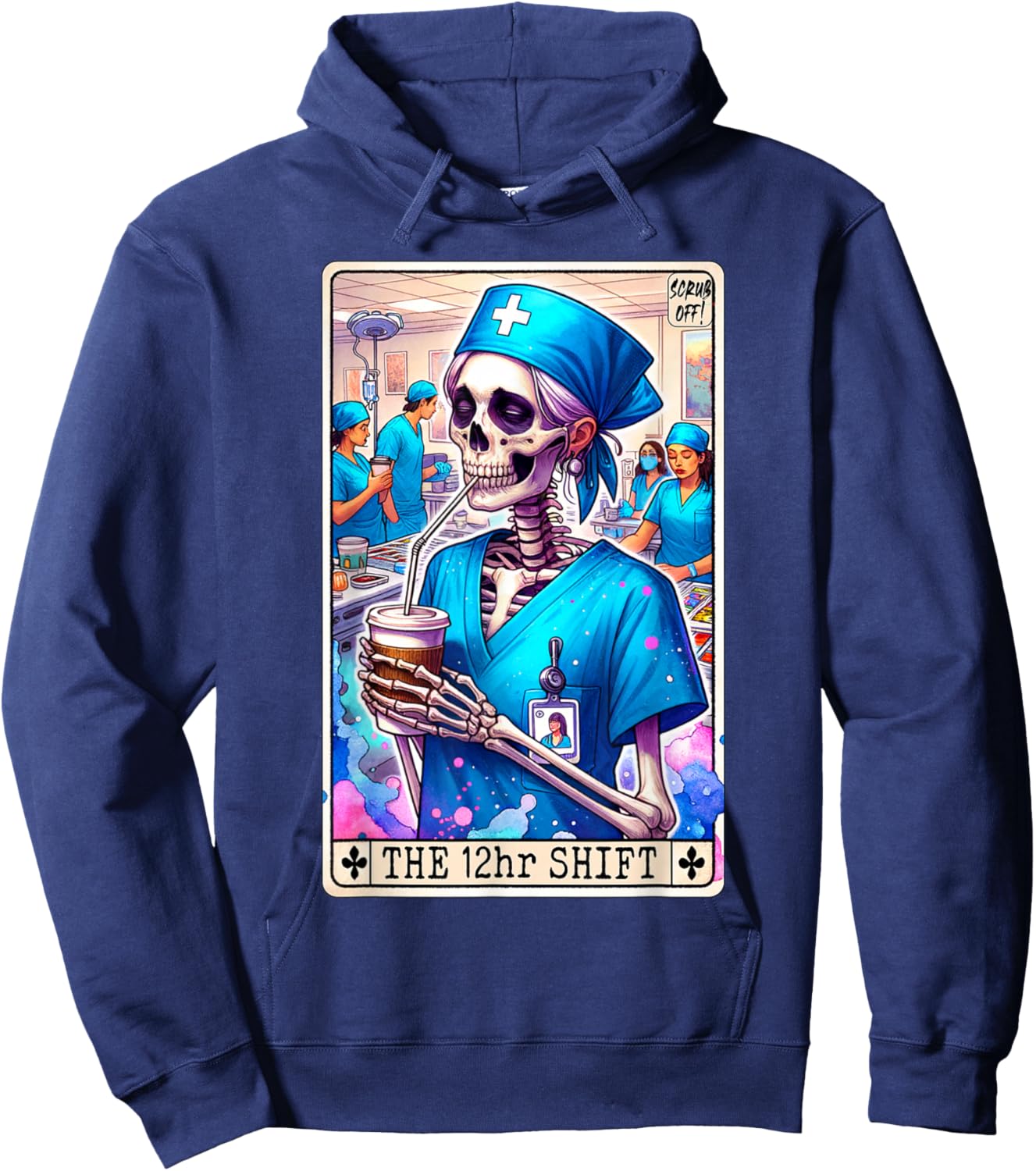 Funny Nurse Tarot Card Doctor Hospital 12hr Shift Night RN Hoodie - Hoodie | Navy
