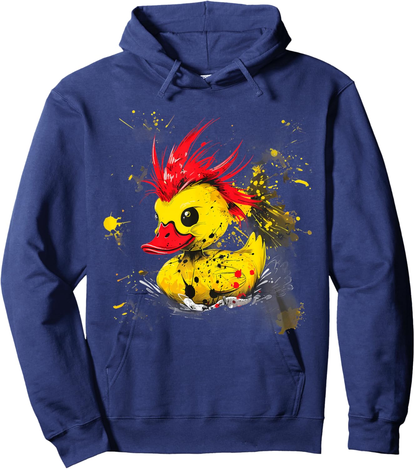 Rubber Duck Watercolor Punk Rock Rubber Duckling Duck Lover Hoodie - Hoodie | Navy
