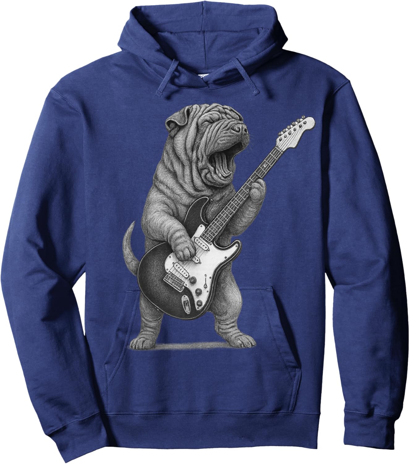 Shar Pei Playing Guitar Rock Music Dog Lovers Hoodie - Hoodie | Navy
