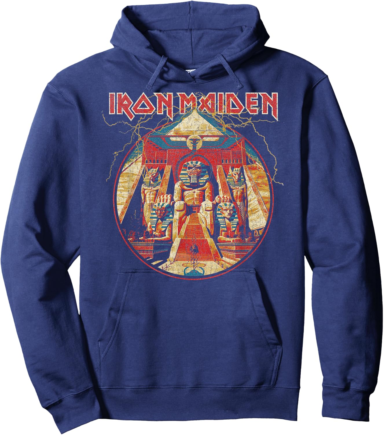 Iron Maiden Powerslave Lightning Circle Hoodie - Hoodie | Navy