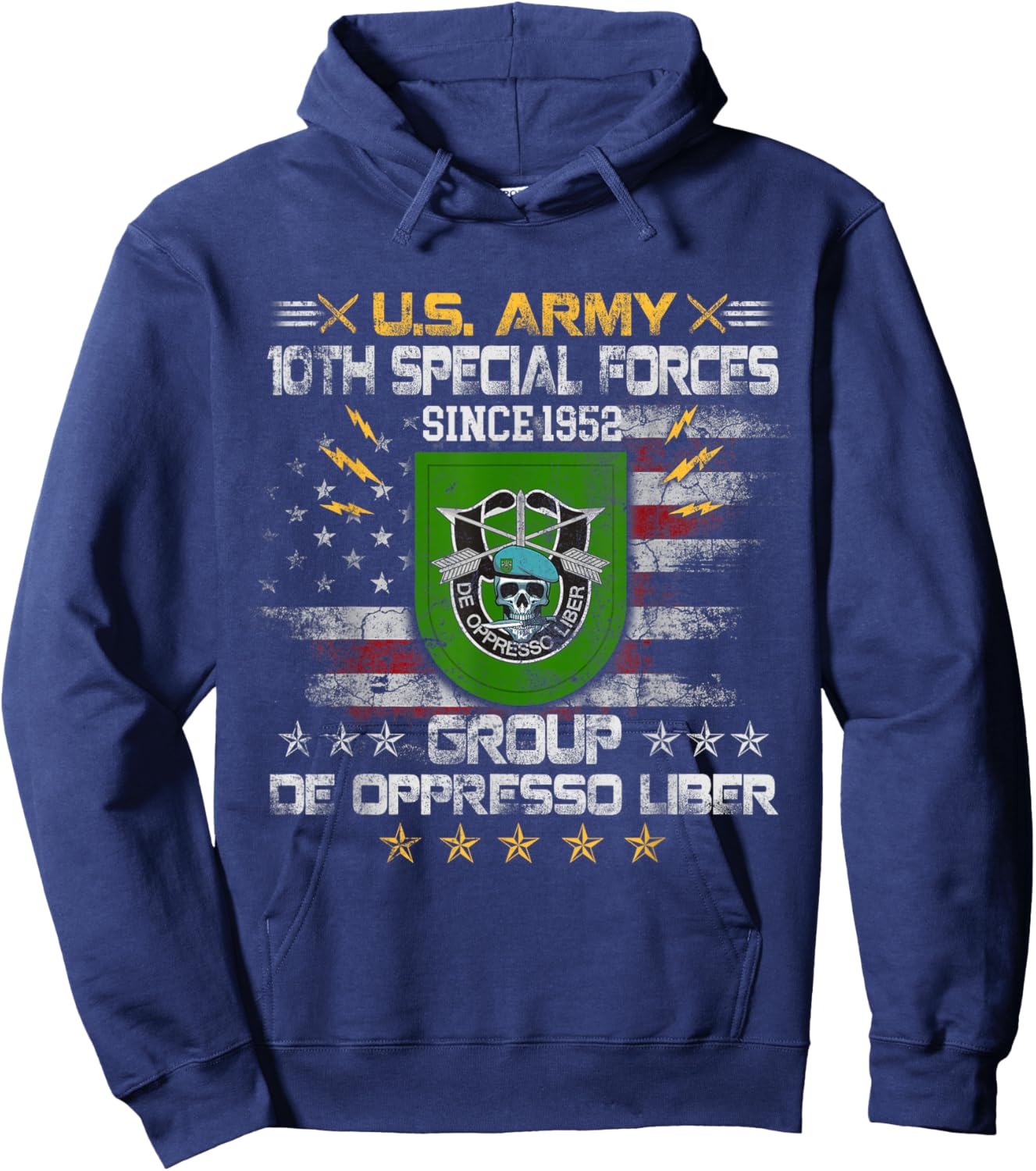 10th Special Forces Group Veteran 10th SFG 4th of July Hoodie - Hoodie | Navy