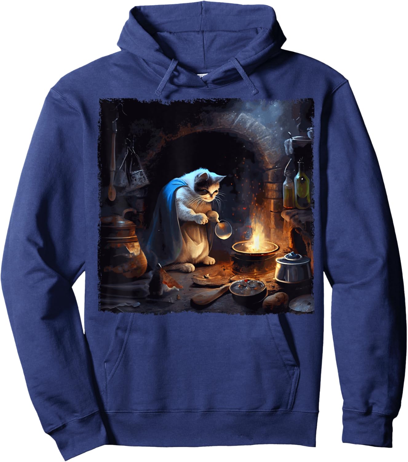 Funny Cat Cooking Space Hoodie - Hoodie | Navy
