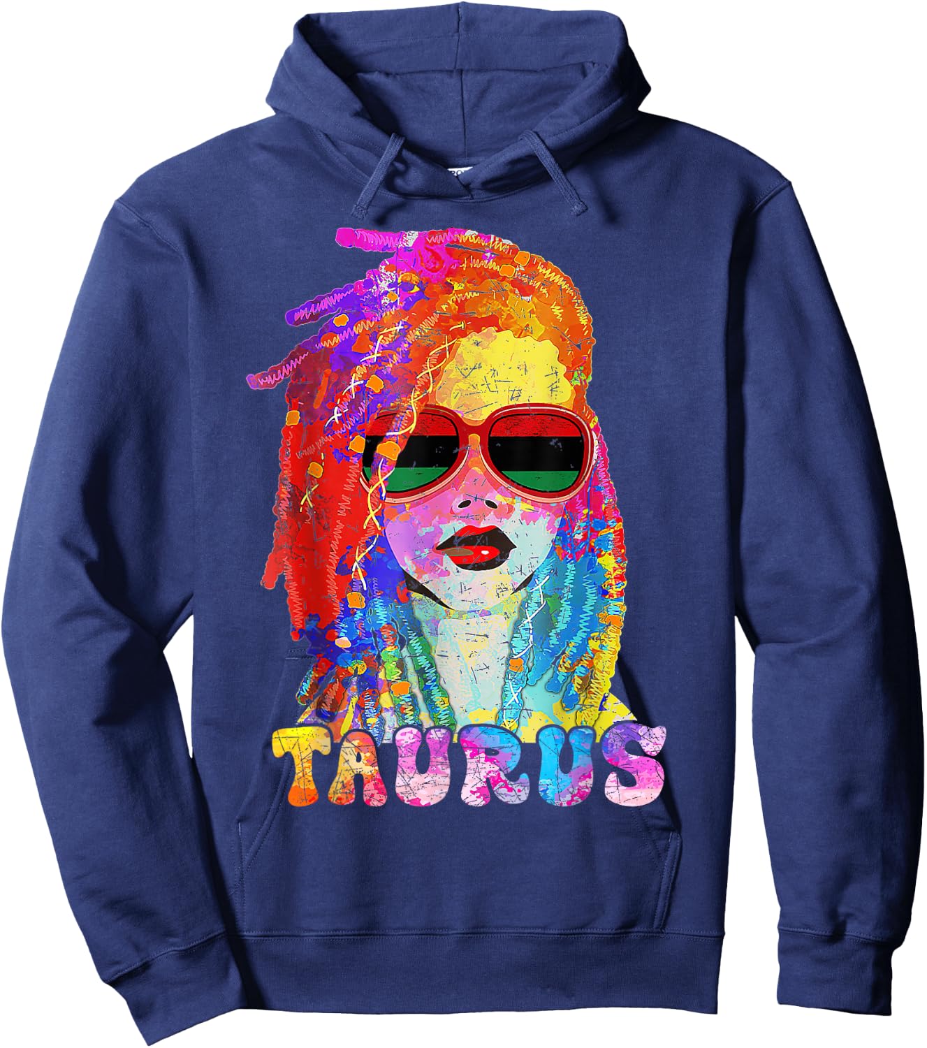 Taurus Girl Loc'd Hair Art Zodiac Birthday Black Woman Hoodie - Hoodie | Navy