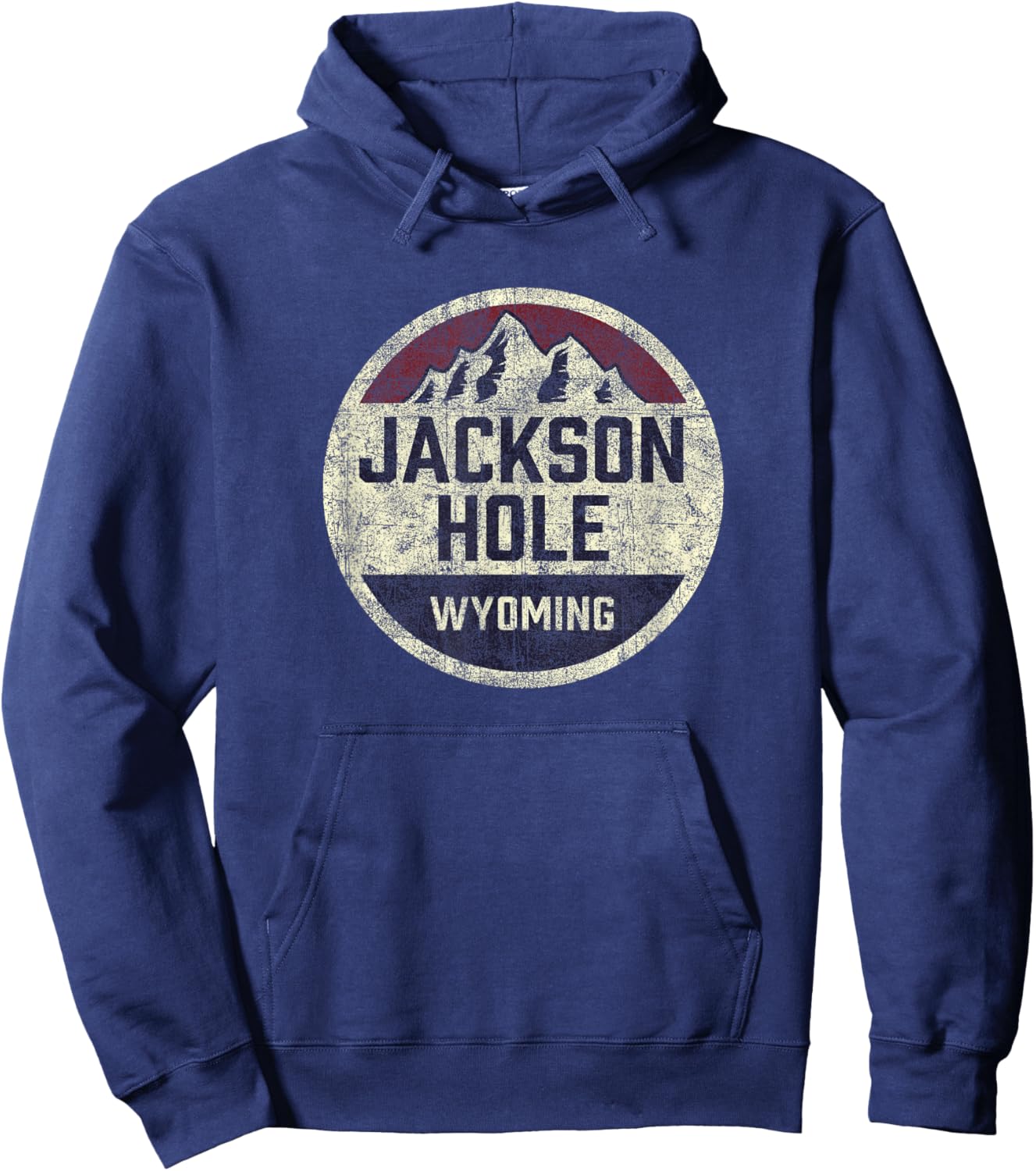 Vintage Jackson Hole Wyoming Souvenir Retro Hiking Graphic Hoodie - Hoodie | Navy