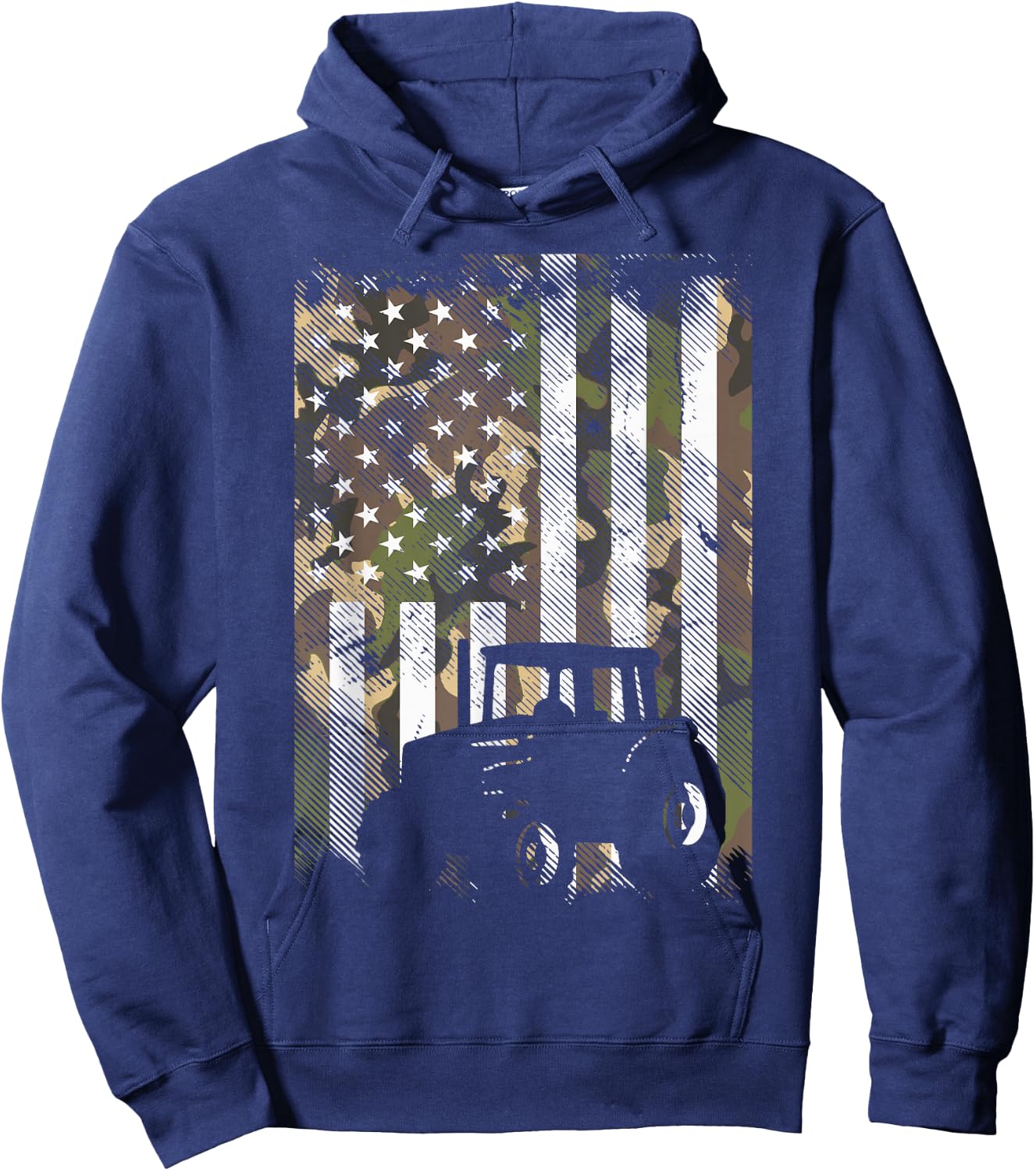 Camo Flag Tractor Vintage Farm Truck Patriotic Farmer Gift Hoodie - Hoodie | Navy