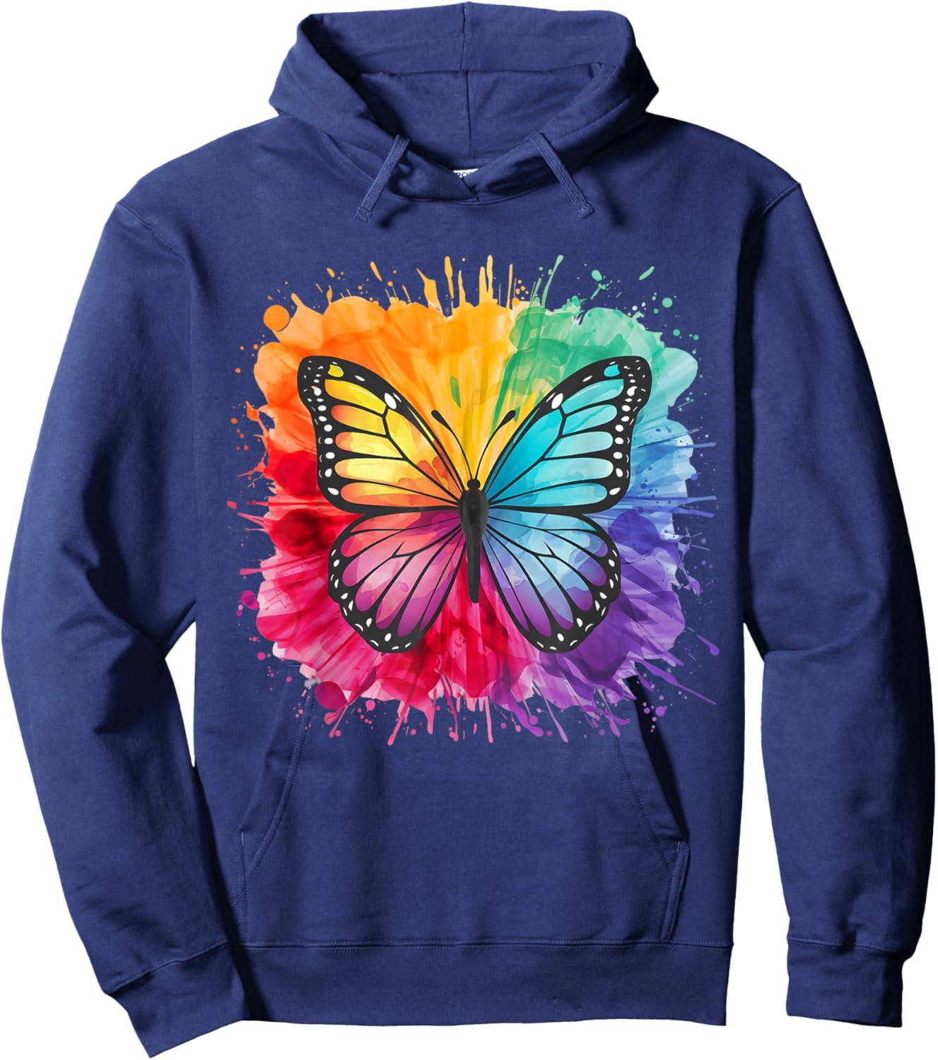 Butterfly Lover Colorful Watercolor Butterflies Butterfly Hoodie - Hoodie | Navy
