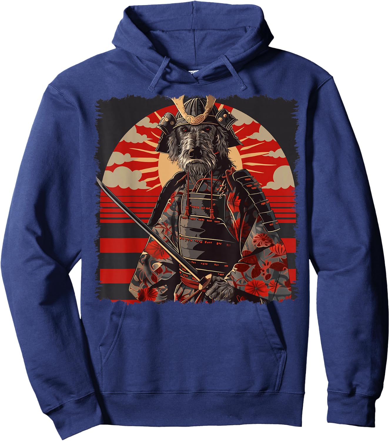 Irish Wolfhound Dog Japanese Art Samurai Ukiyo-e Vintage Hoodie - Hoodie | Navy