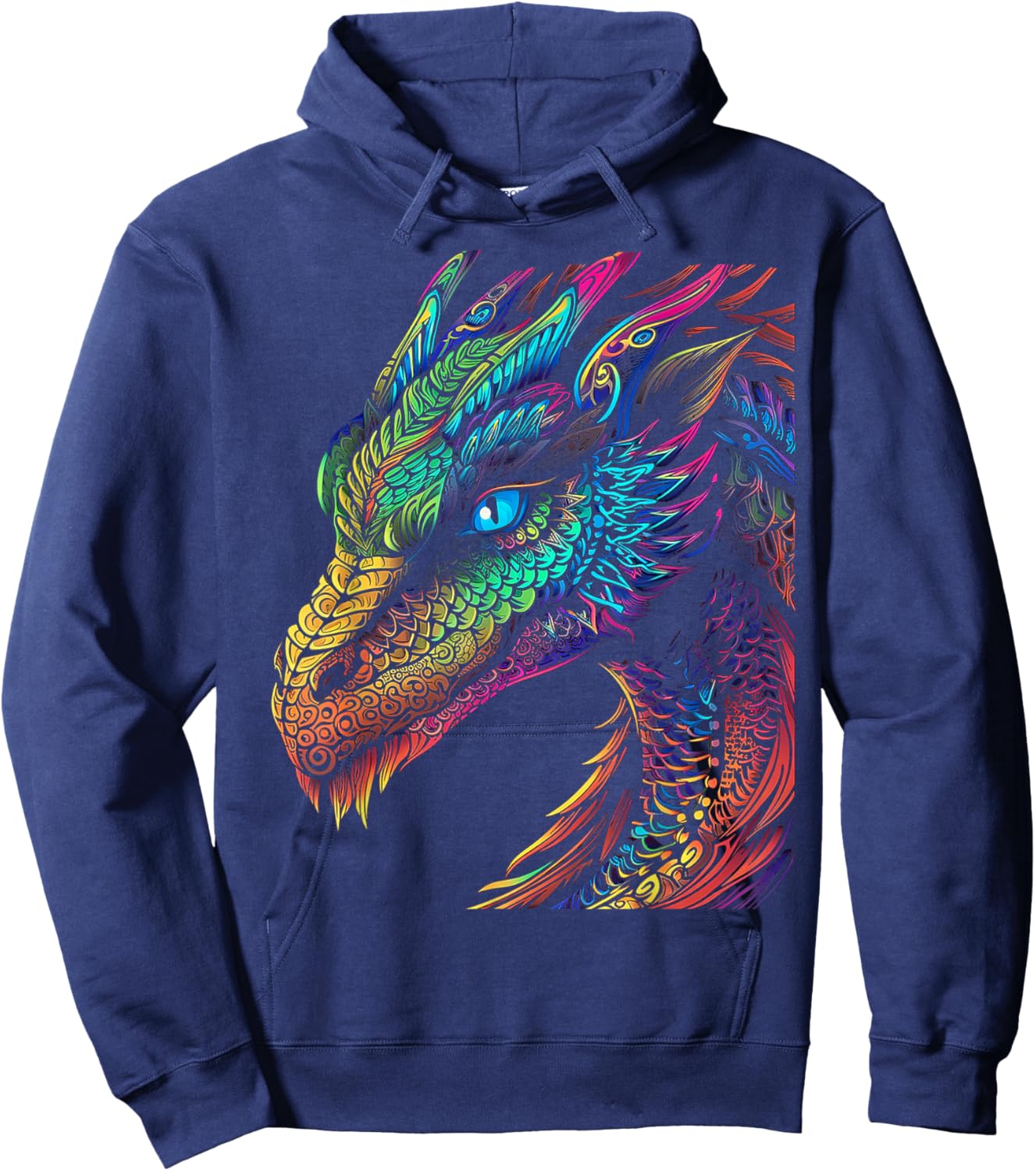 Dragon Colorful Abstract Animal Art Graphic Dragon Hoodie - Hoodie | Navy