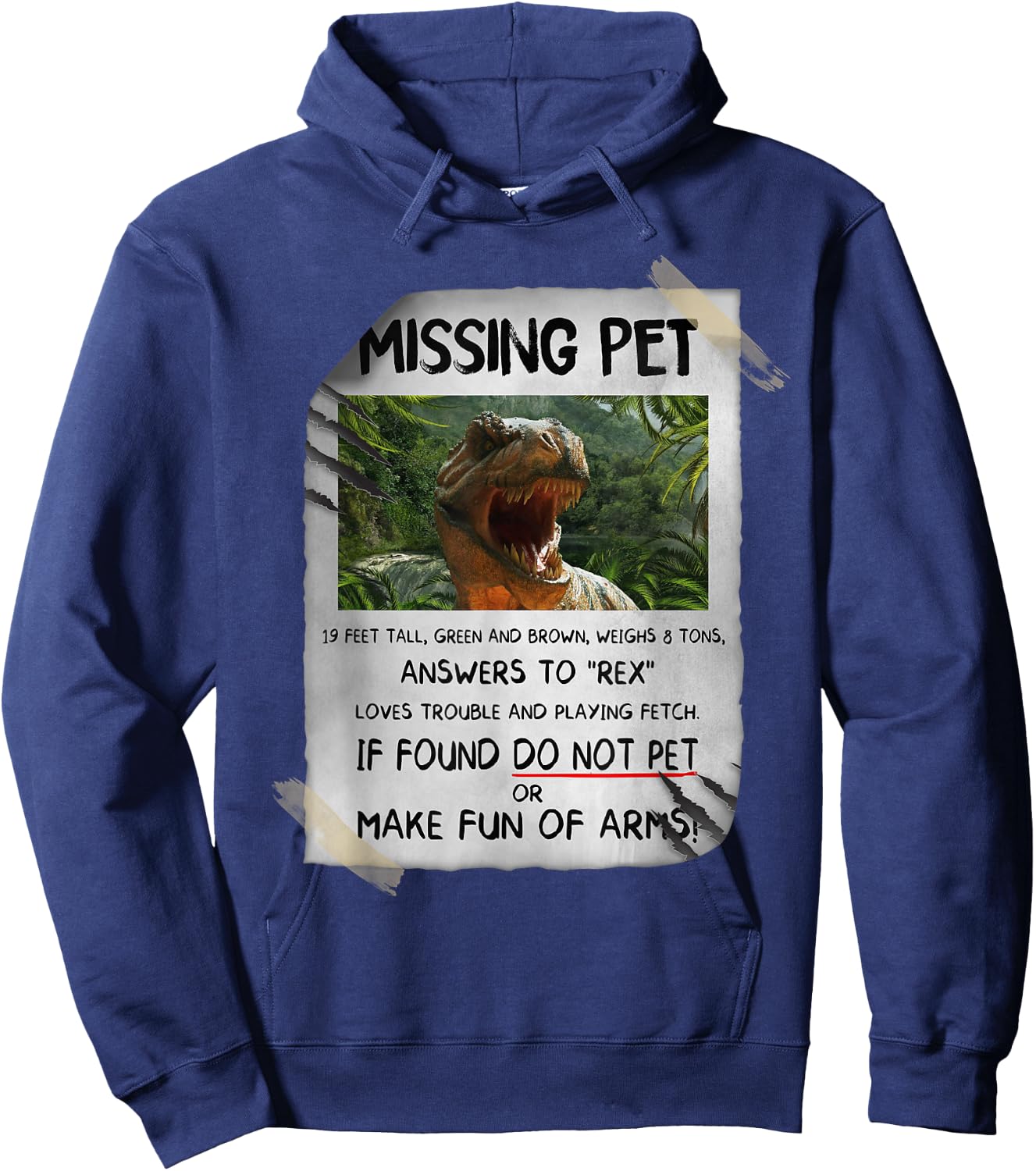 Great fun T-rex Design with dinosaur missing Pet Hoodie - Hoodie | Navy