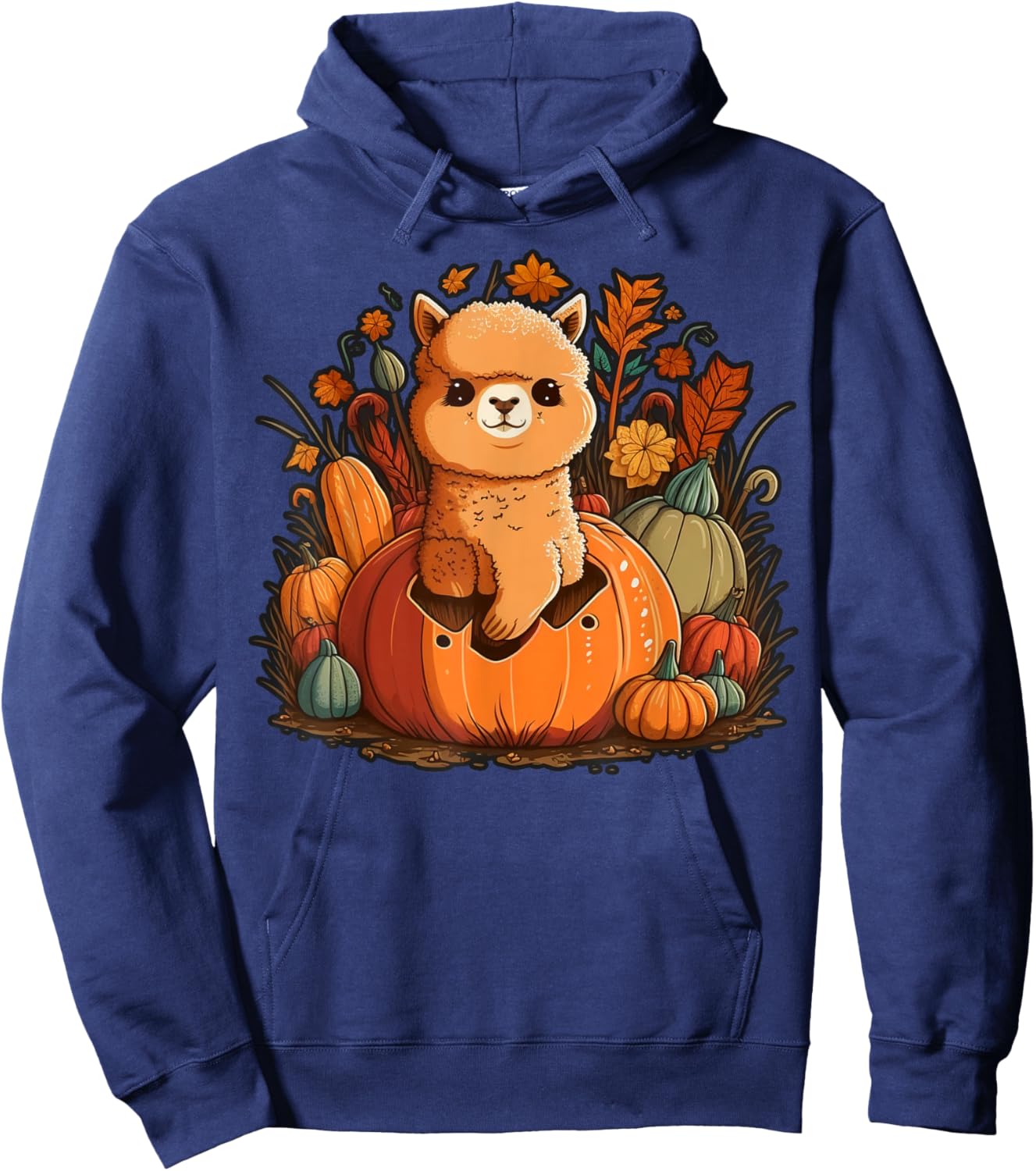 Pumpkin Llama costume on Alpaca Halloween Hoodie - Hoodie | Navy