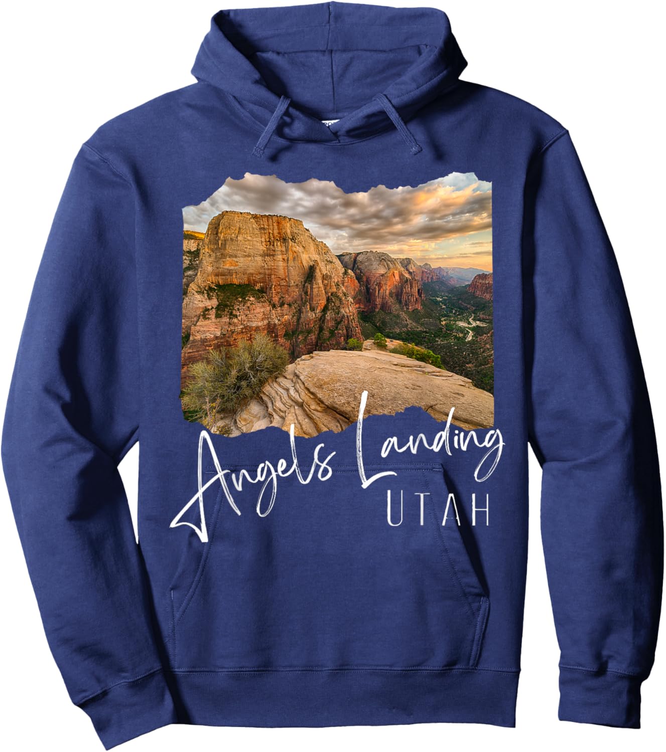 Retro Utah, Angels Landing Hoodie - Hoodie | Navy