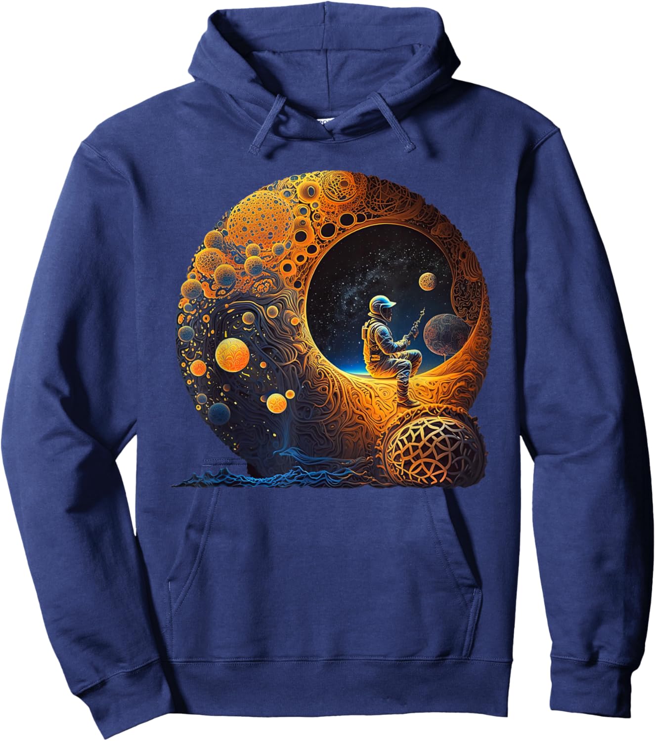 Meditating Astronaut Planets Meditation Astral Travel Hoodie - Hoodie | Navy