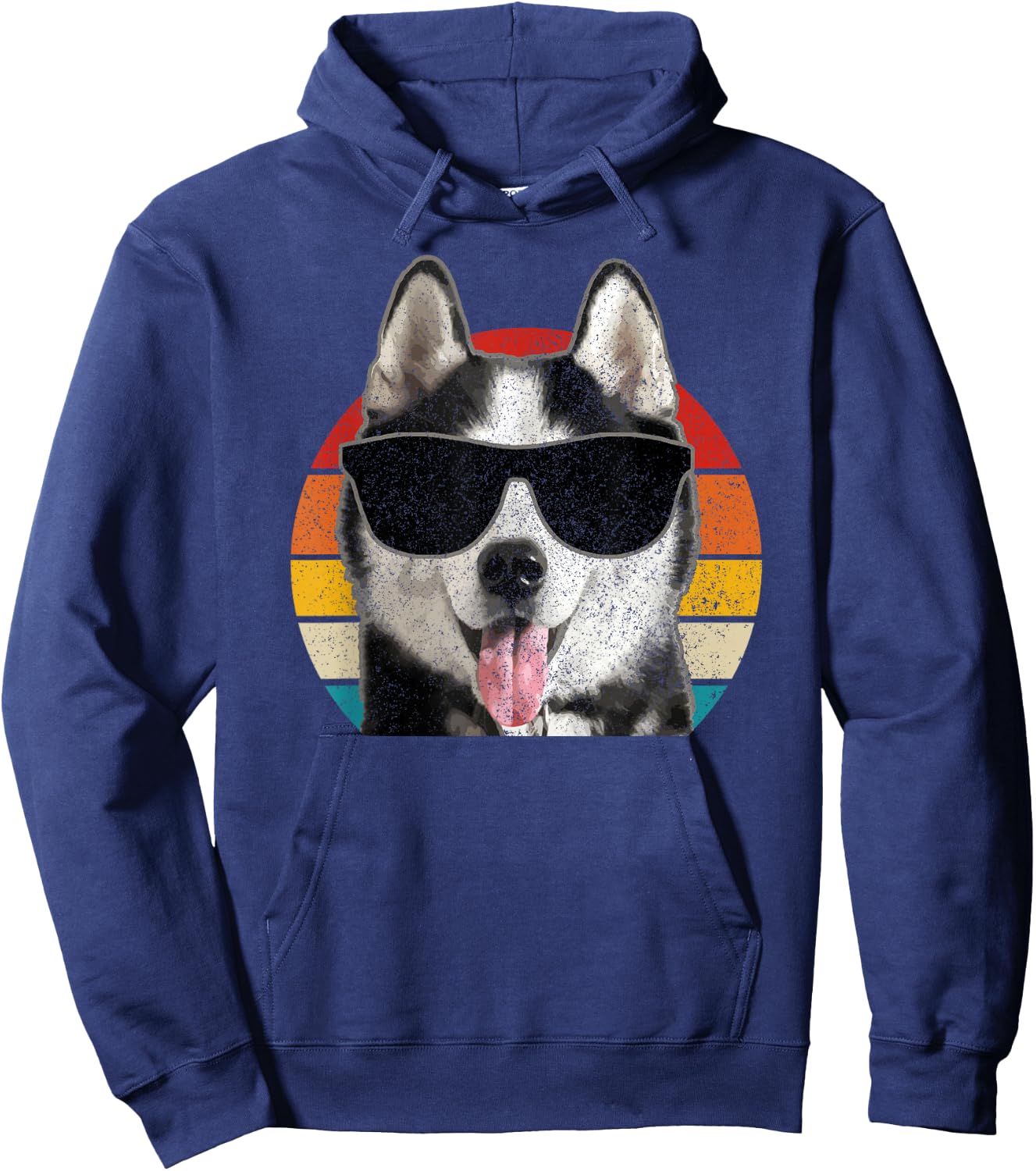 Husky Vintage Sunglasses Funny Siberian Husky Hoodie - Hoodie | Navy