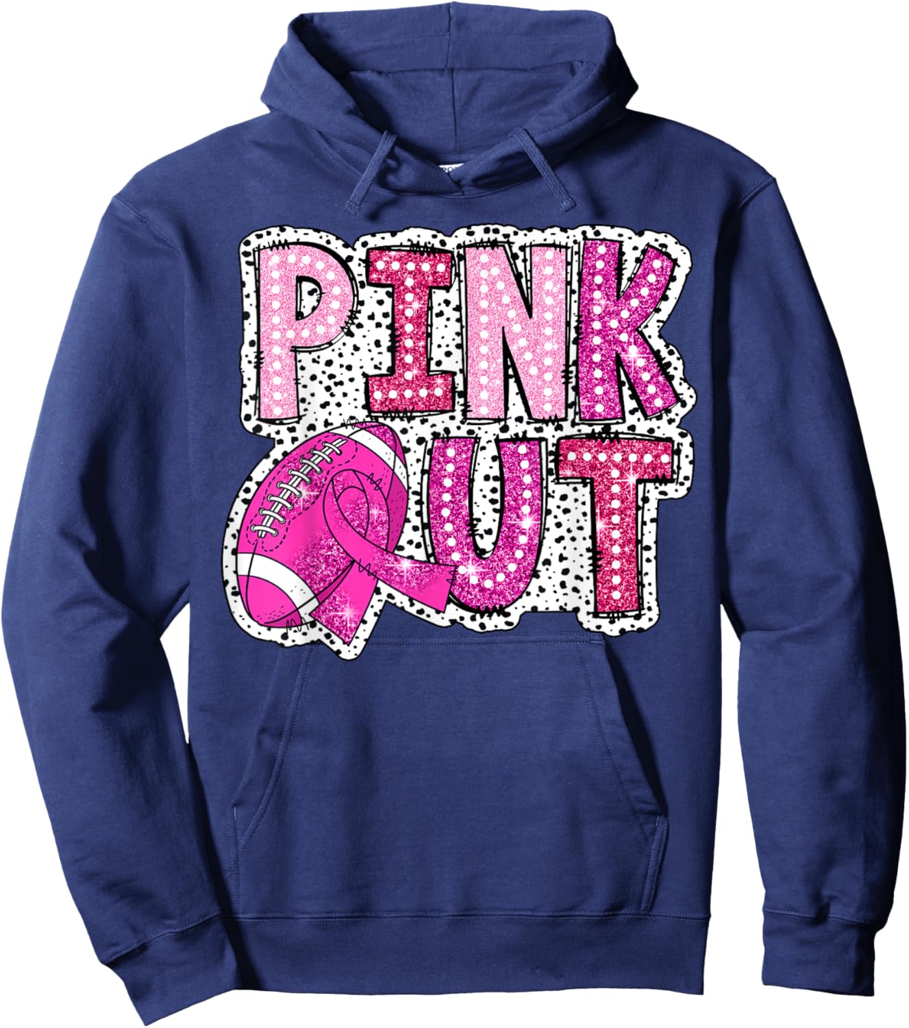 Pink Out Football Tackle Breast Cancer Awareness Dalmatian Hoodie - Hoodie | Navy