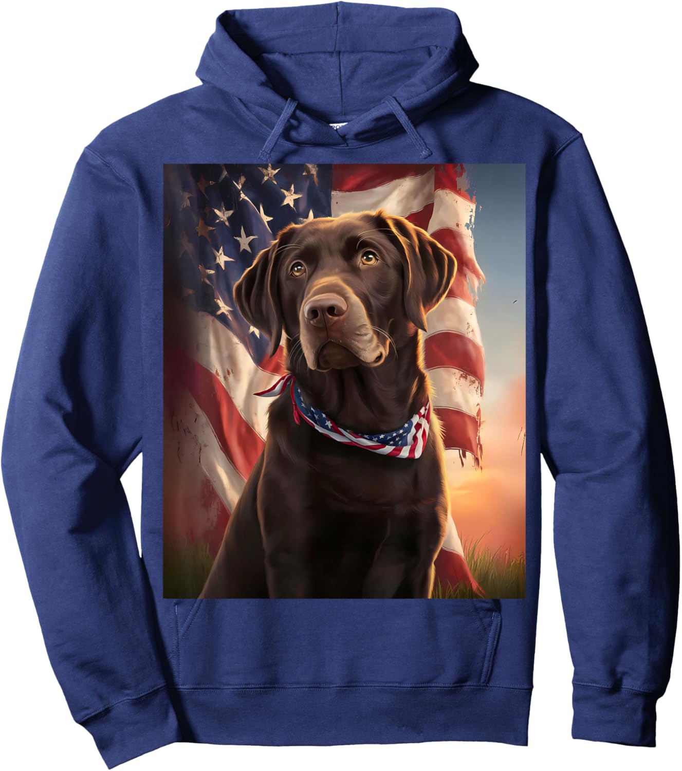 4th of July Dog American Chocolate Labrador Veteran's Day Hoodie - Hoodie | Navy
