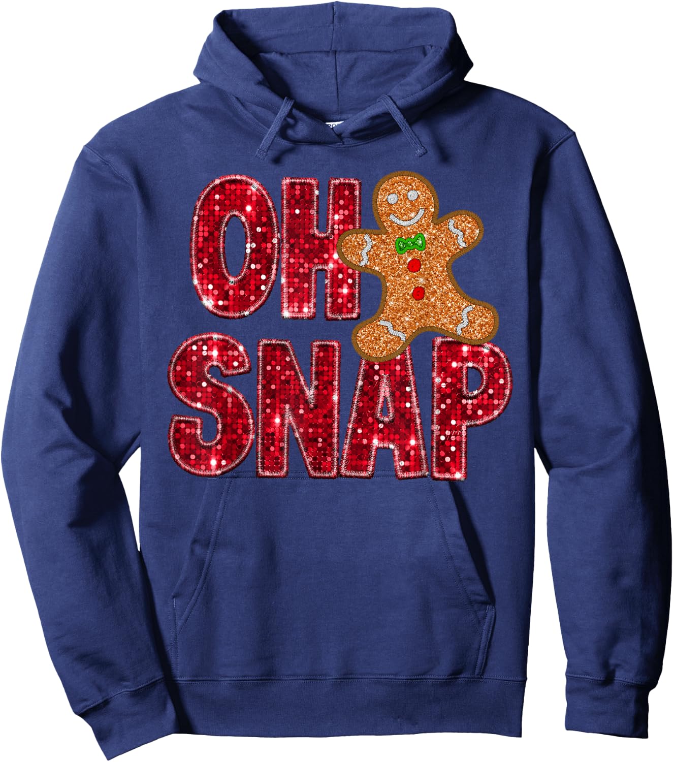 Oh Snap Gingerbread Xmas Santa Christmas Pajamas Holiday Hoodie - Hoodie | Navy