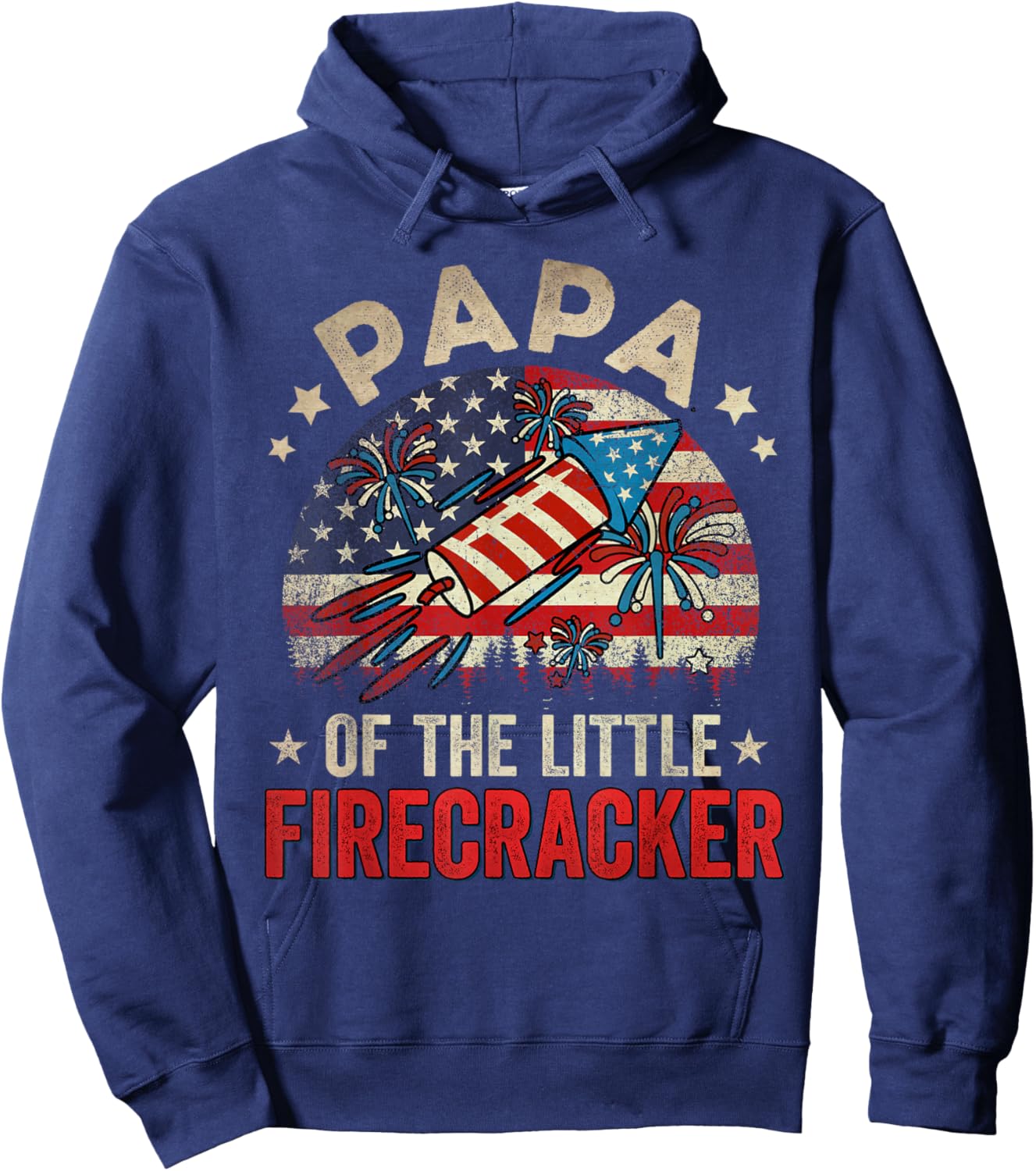 4th Of July Birthday Papa Of The Little Firecracker Hoodie - Hoodie | Navy