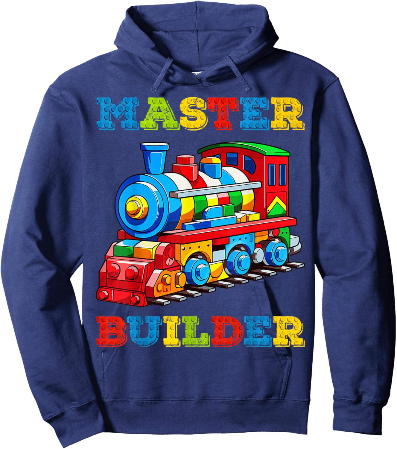 Cute Master Builder Kids Building Blocks Toy Train Lover Hoodie - Hoodie | Navy
