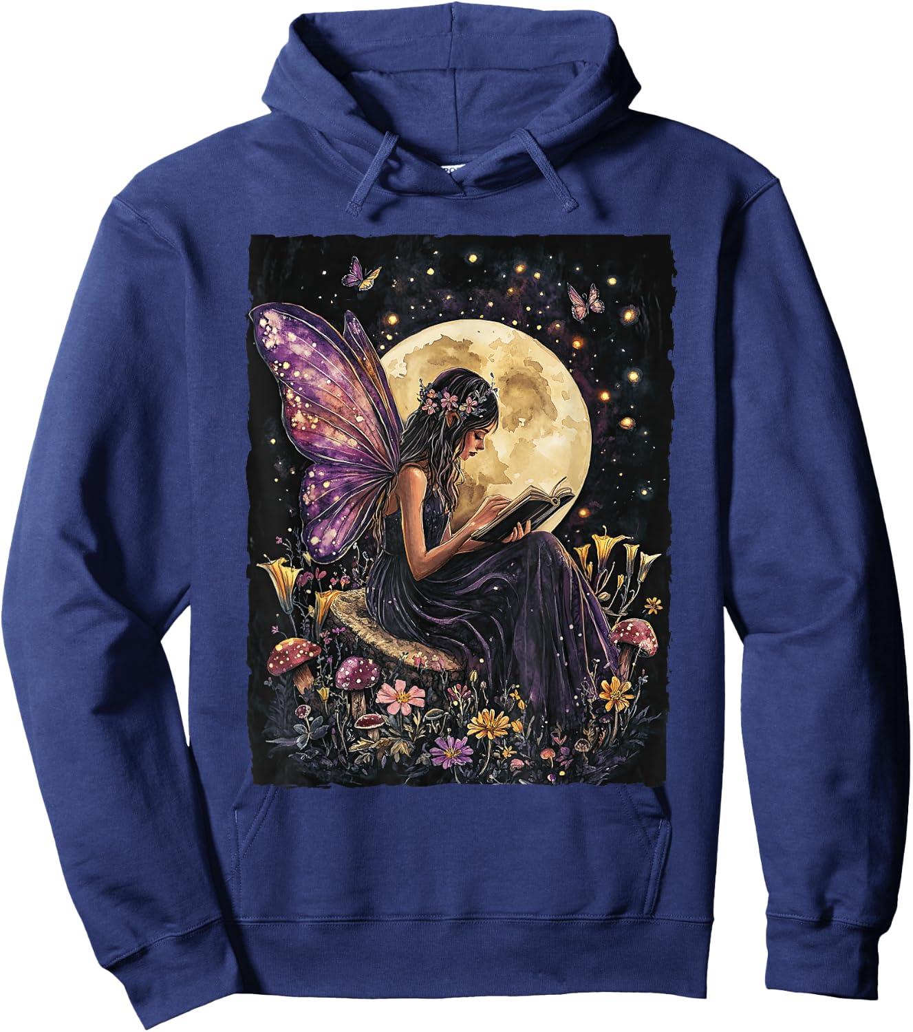 Whimsical Book Fairy Reading Bookish Fairycore Hoodie - Hoodie | Navy