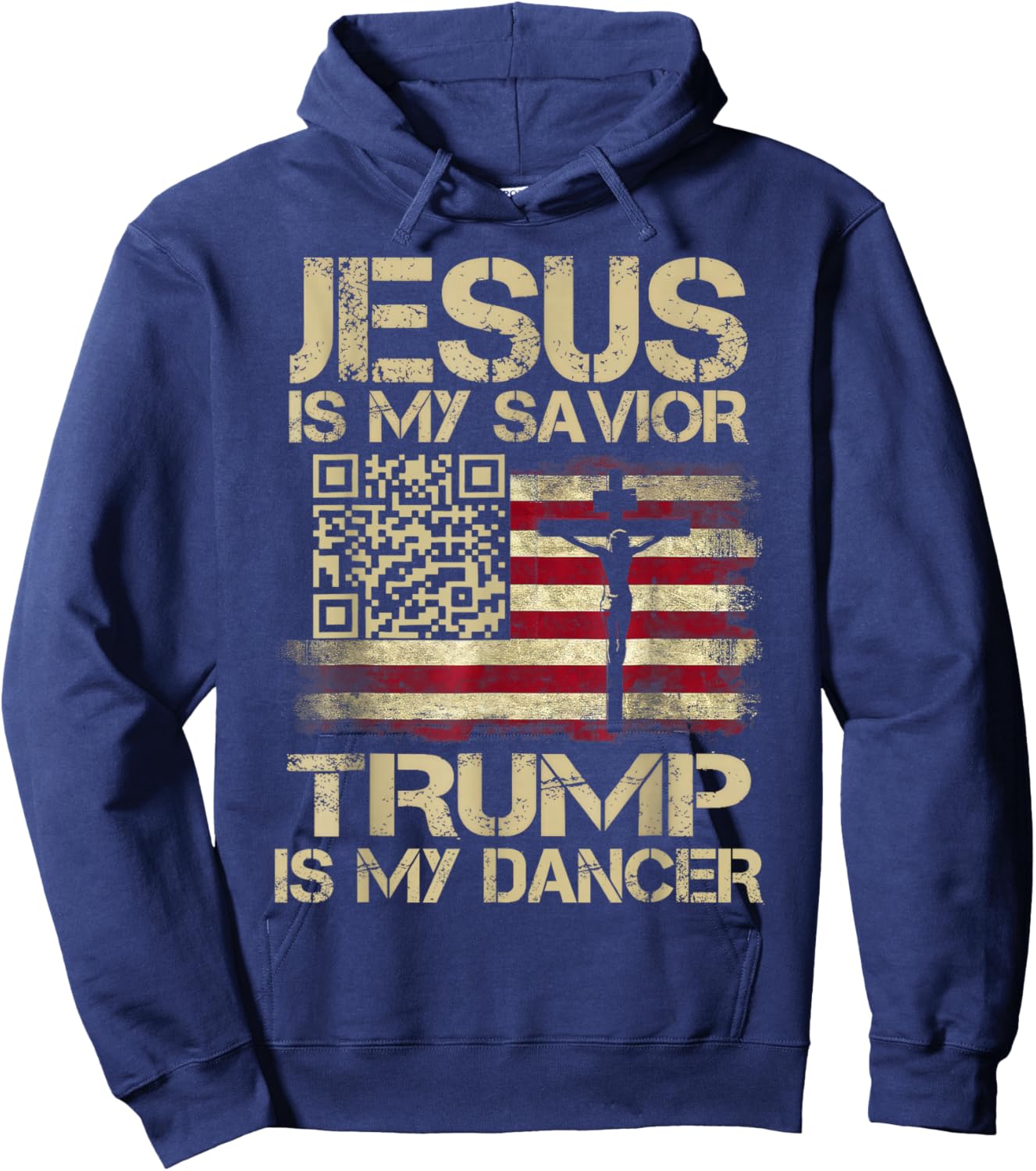 Jesus Is My Savior Trump Is My Dancer QR Trump Dancing Code Hoodie - Hoodie | Navy