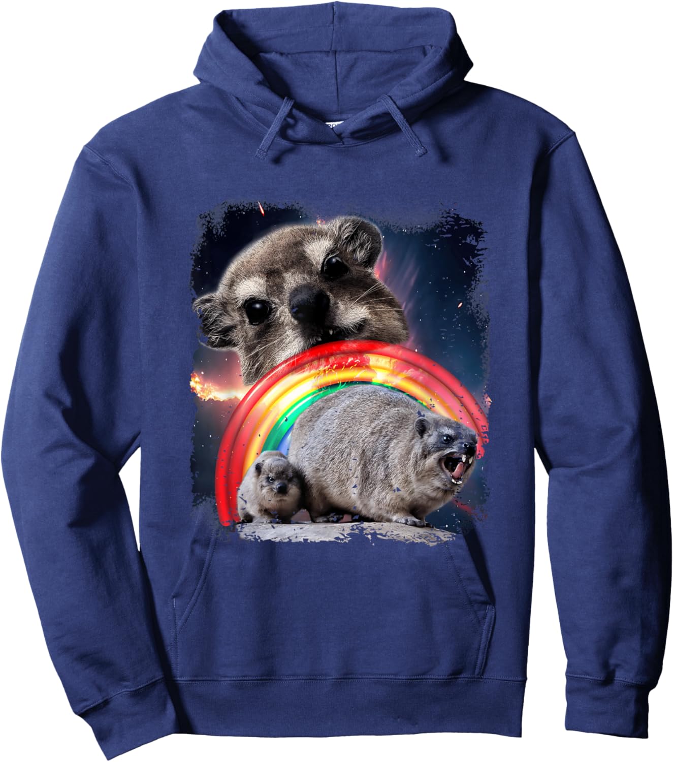 Ugly Funny Meme Retro Animal , Black, S Hoodie - Hoodie | Navy