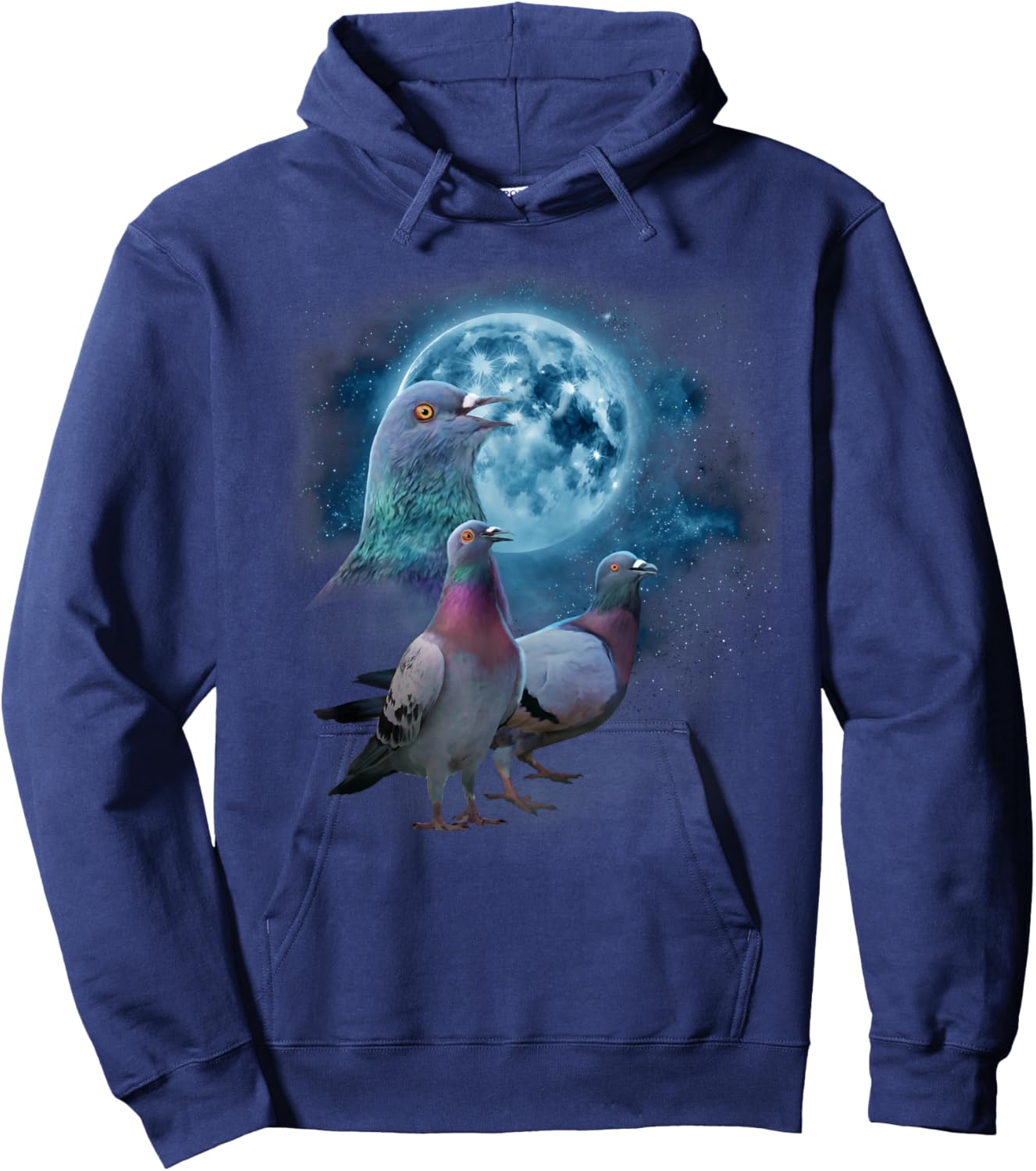Funny Pigeon Shirt - Funny Pigeons Howling at the Moon Hoodie - Hoodie | Navy