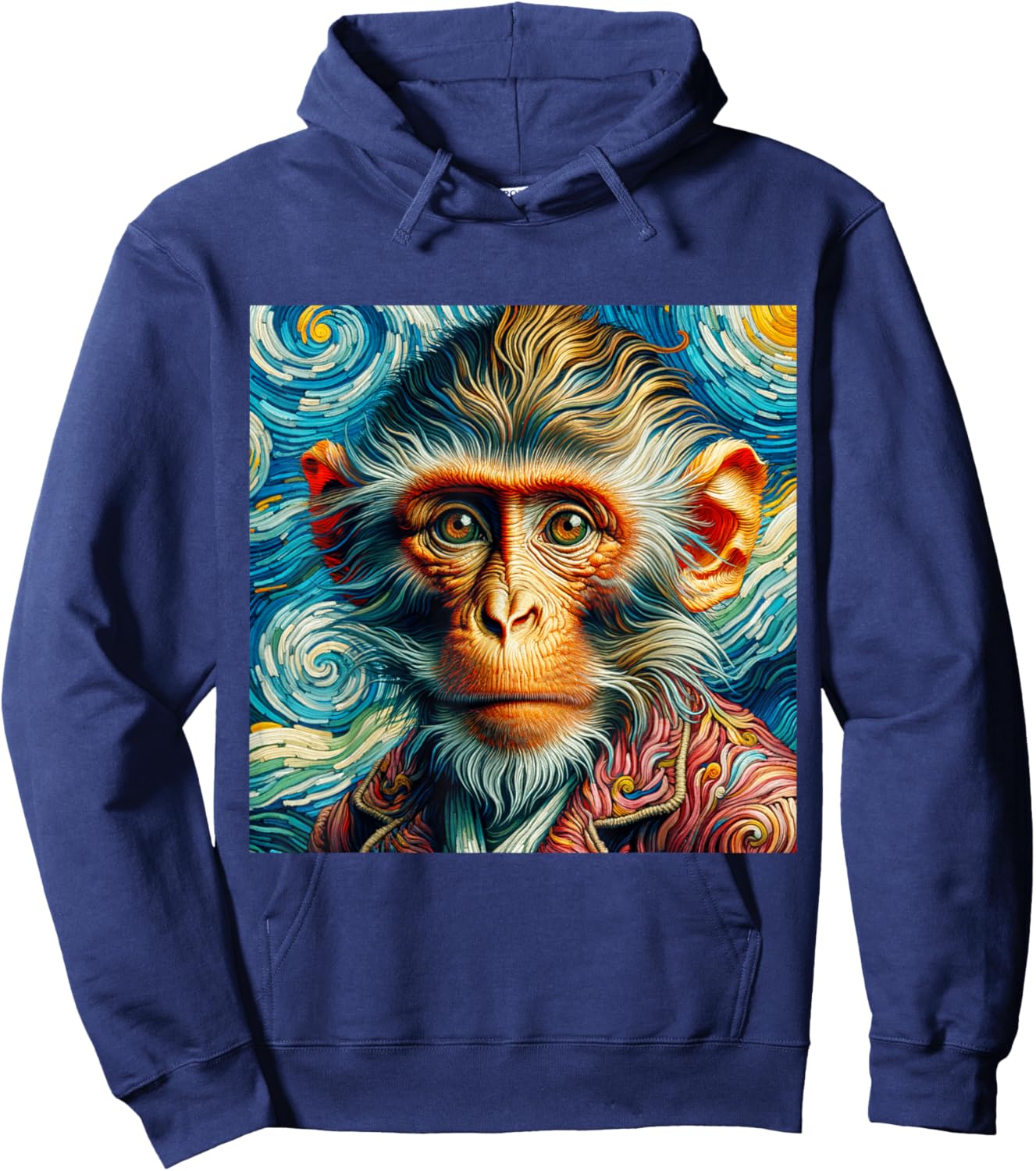 Vincent Van Gogh Shirt Monkey Vangogh Ape Rhesus Macaque Art Hoodie - Hoodie | Navy