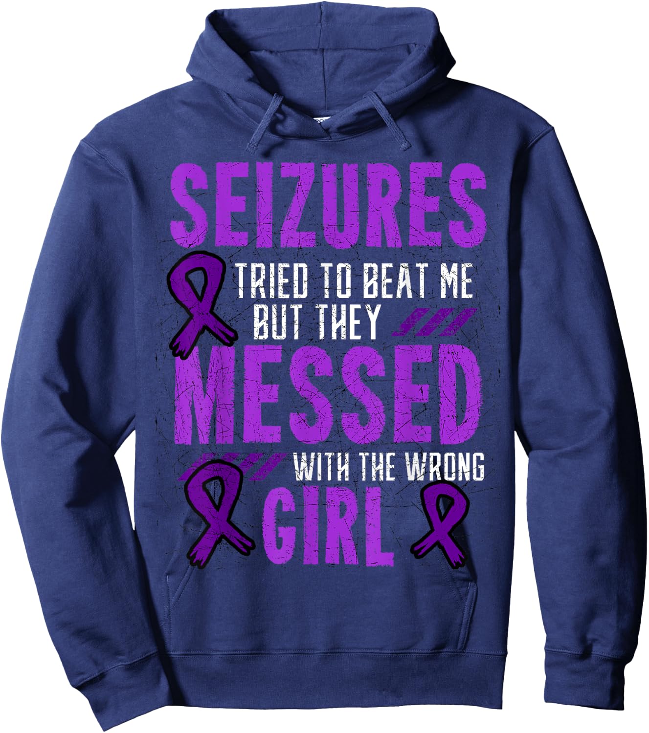 Seizures Tried To Beat Me Epilepsy Hoodie - Hoodie | Navy