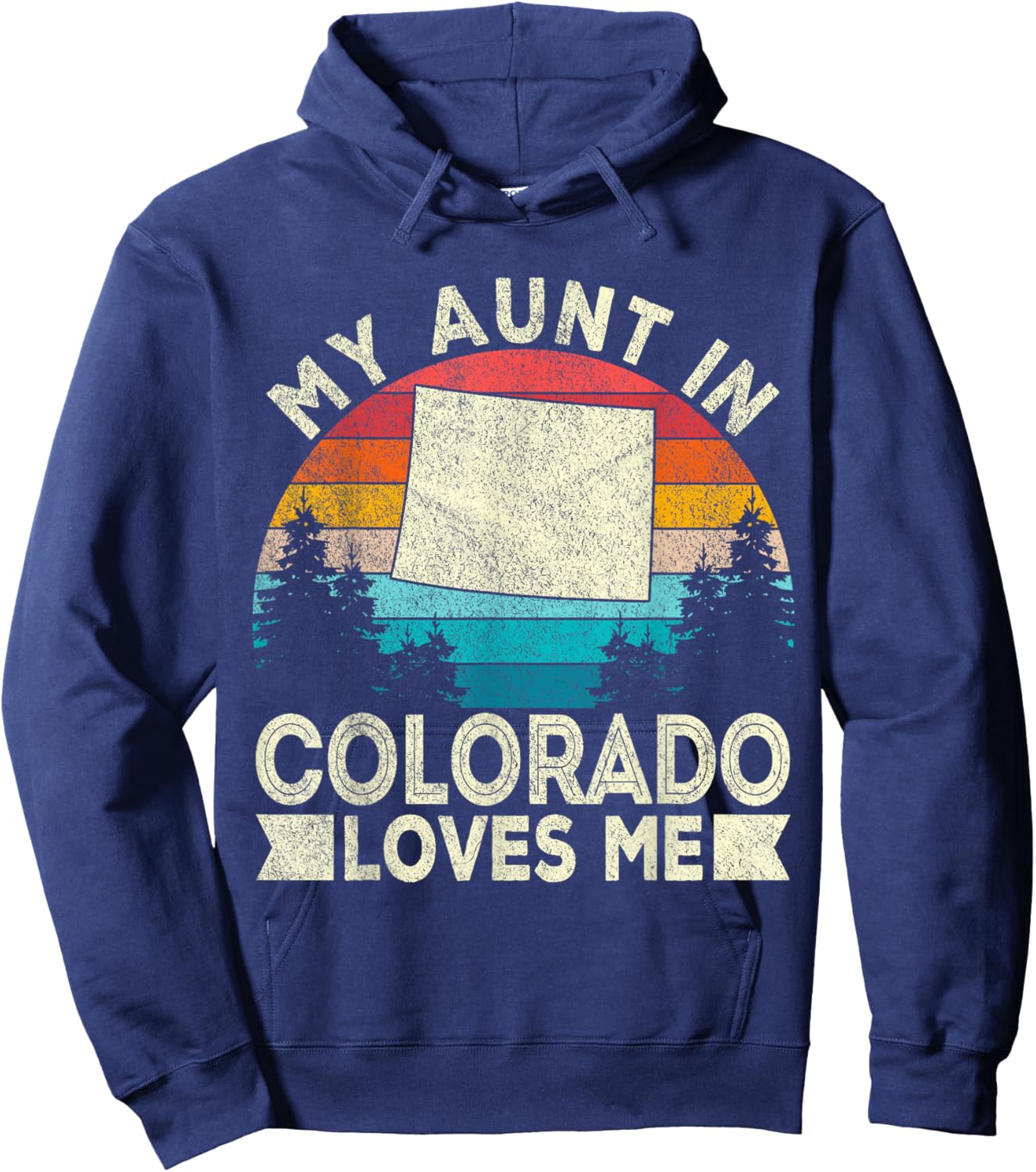 My Aunt In Colorado Loves Me Colorado Aunt RetroColorado Hoodie - Hoodie | Navy