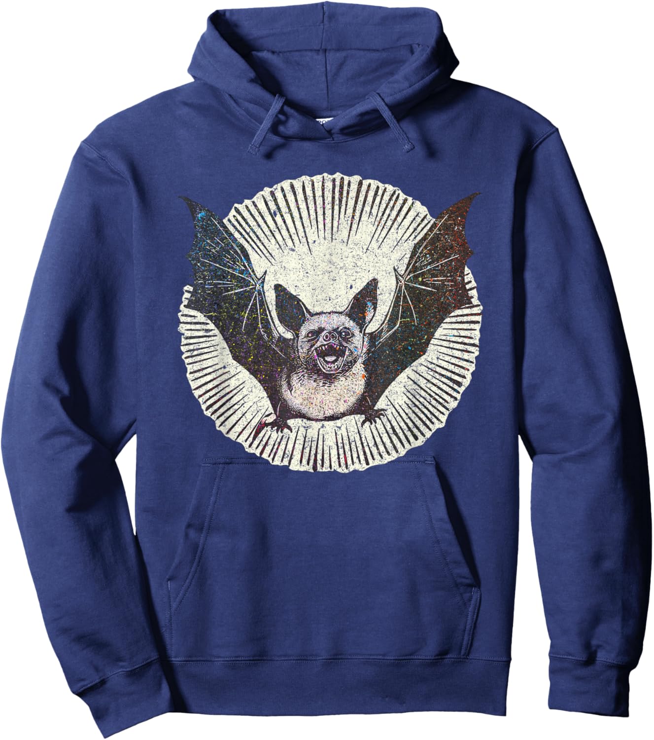 Funny Nocturnal Vampire Bat Sketch Moon Light Mammal Animal Hoodie - Hoodie | Navy