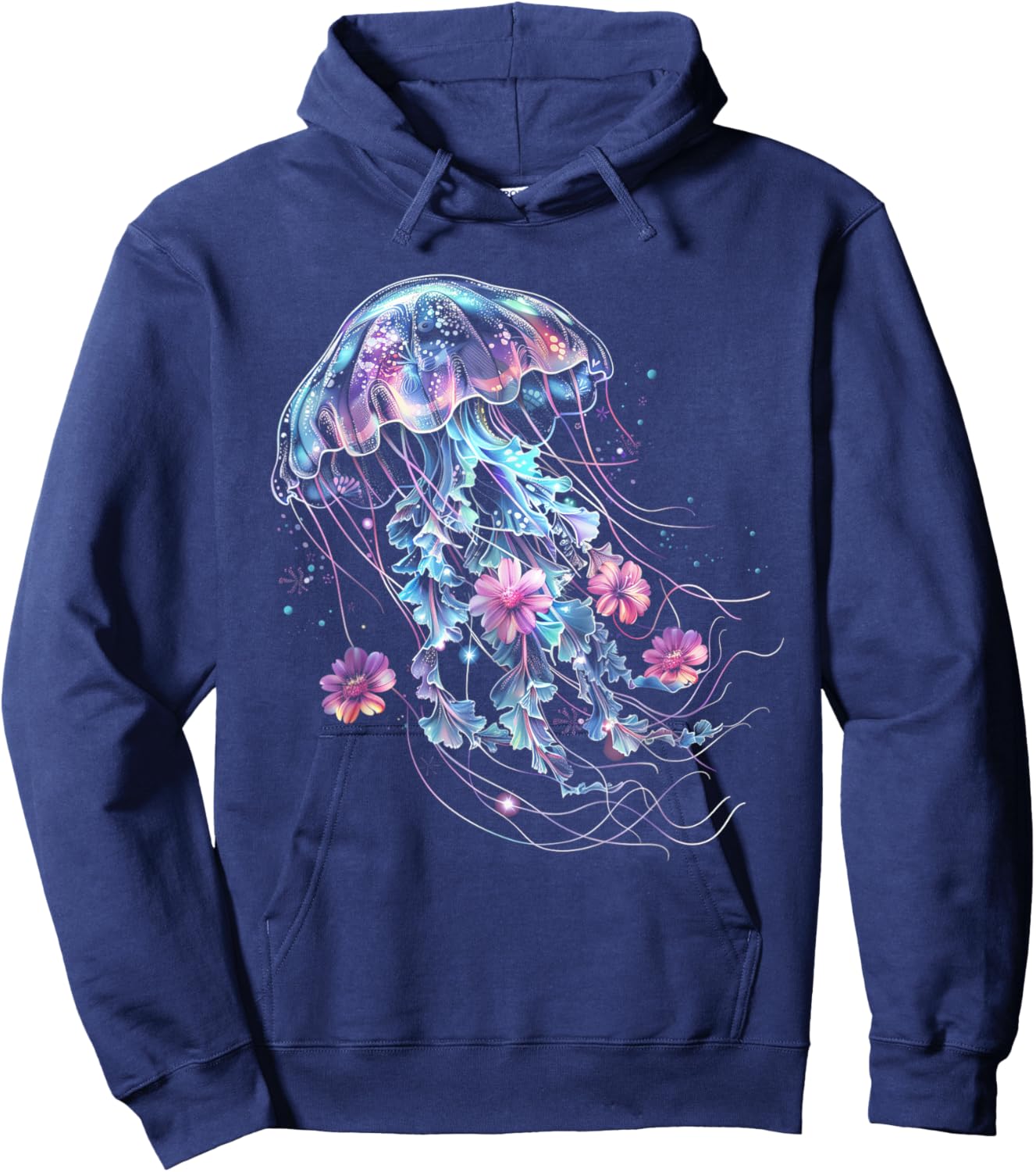 Jellyfish Flowers Vintage Floral Scuba Diving Surf Hoodie - Hoodie | Navy