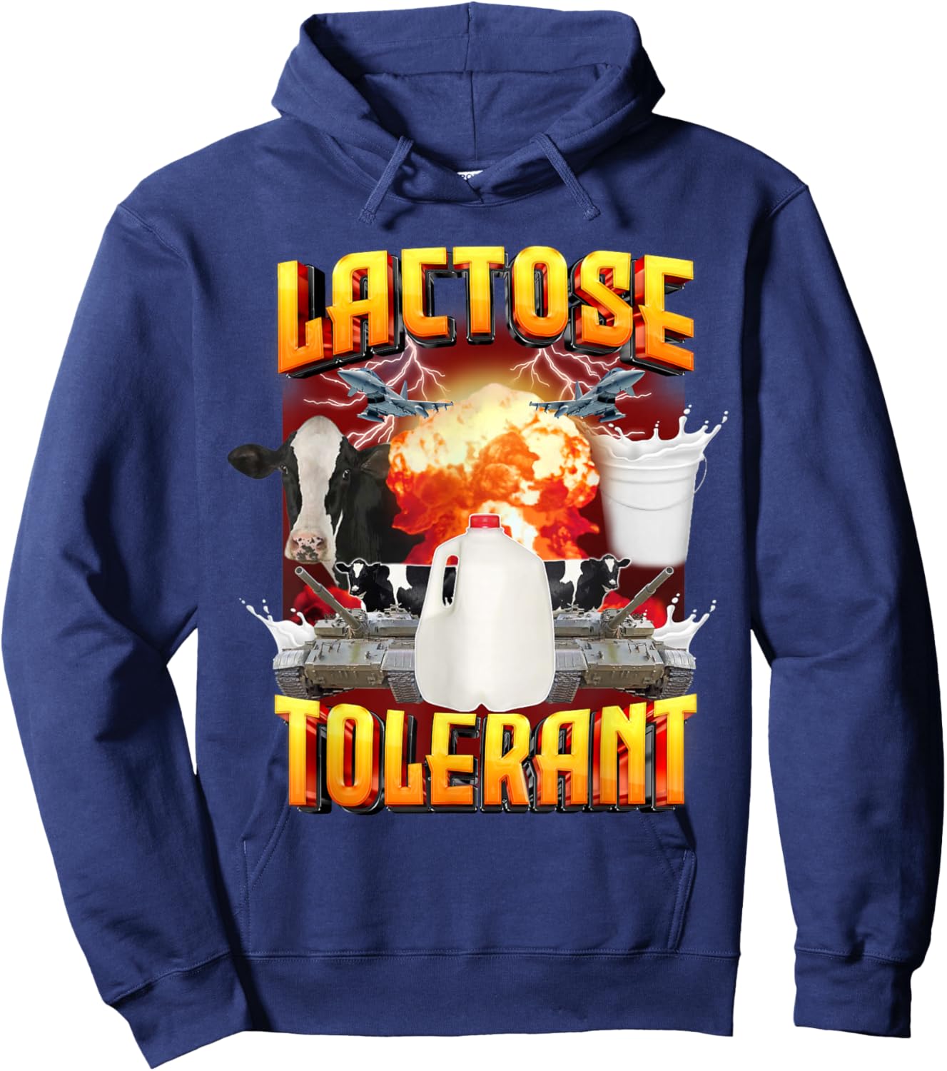 Lactose Tolerant Shirt, Funny Sarcasm Oddly Specific Meme Hoodie - Hoodie | Navy