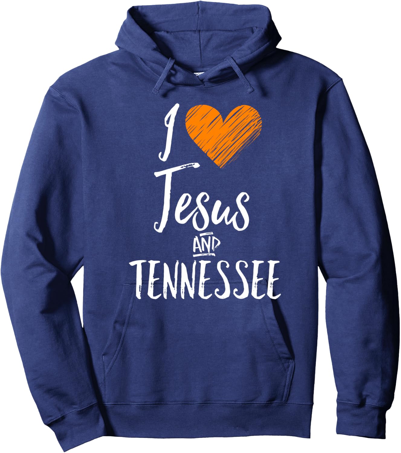 I Love Jesus And Tennessee Shirt Orange Heart Cute Fan Gift Hoodie - Hoodie | Navy