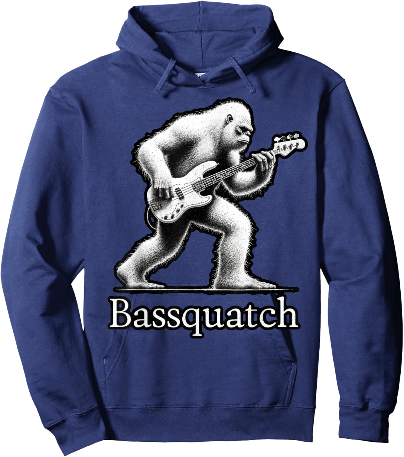 Bassquatch Bigfoot Playing Bass Guitar – Funny Sasquatch Hoodie - Hoodie | Navy