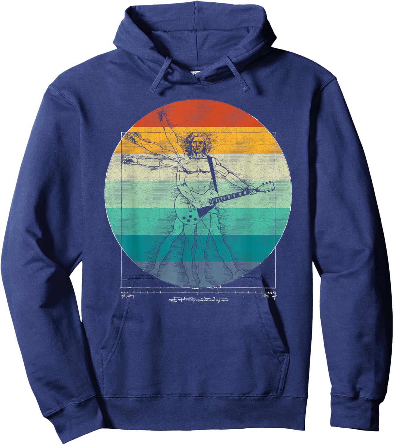Funny Guitar Player Da Vinci Vitruvian Man Musicians Hoodie - Hoodie | Navy