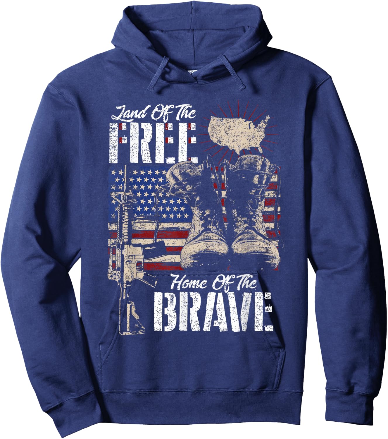 Land of the Free House of the Brave Veteran of the US Army Hoodie - Hoodie | Navy