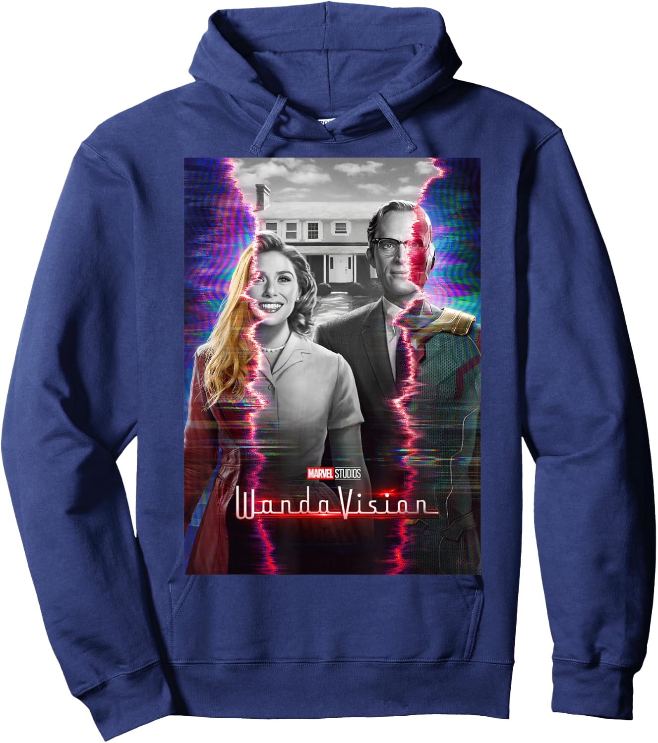 Marvel WandaVision Scarlett with & Vision Glitch Poster Hoodie - Hoodie | Navy