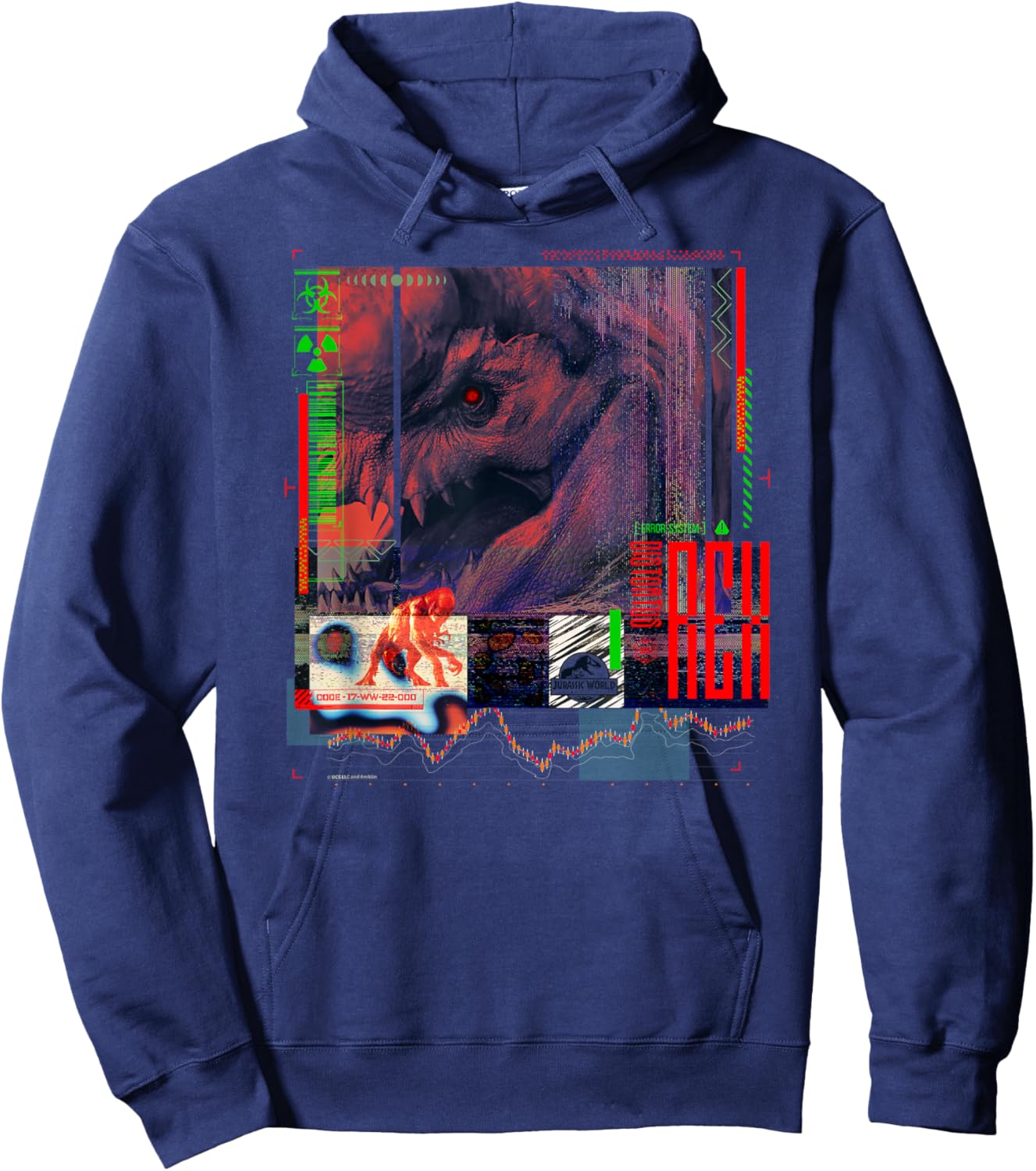 Jurassic World Rebirth Distortus Rex Neon Hybrid Hoodie - Hoodie | Navy
