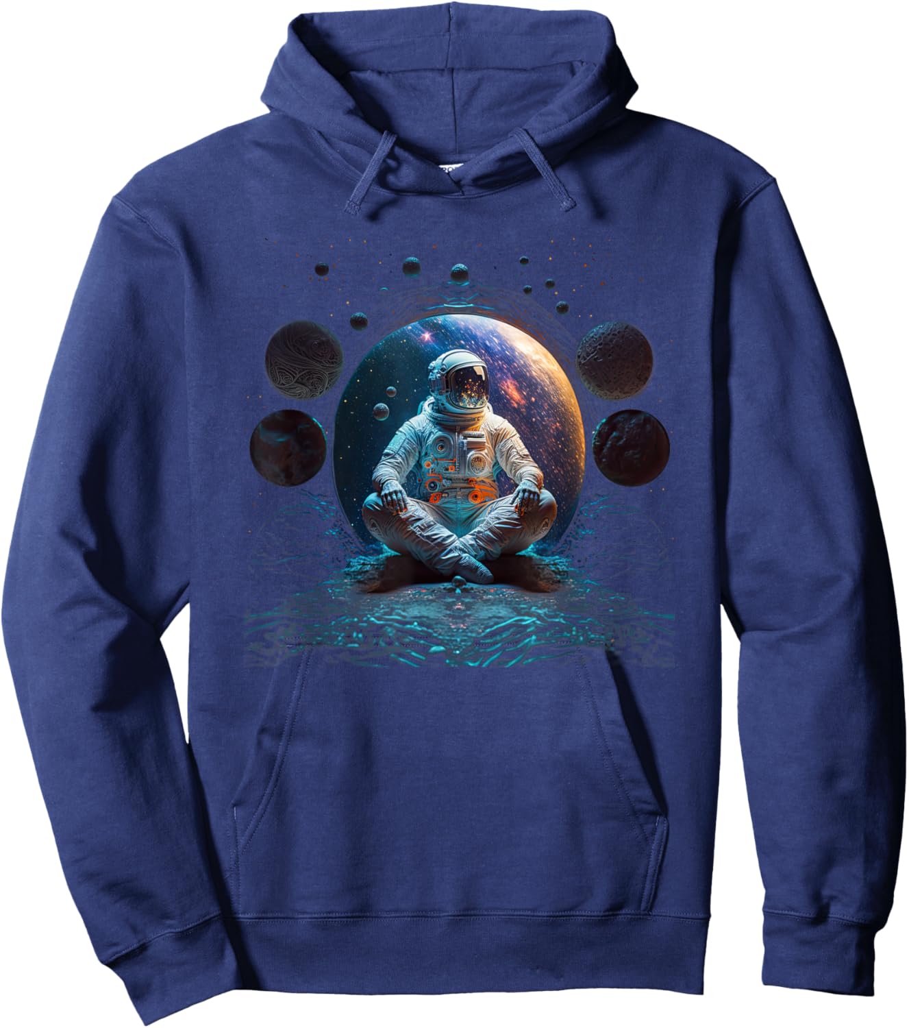 Meditating Astronaut Planets Meditation Astral Travel Hoodie - Hoodie | Navy