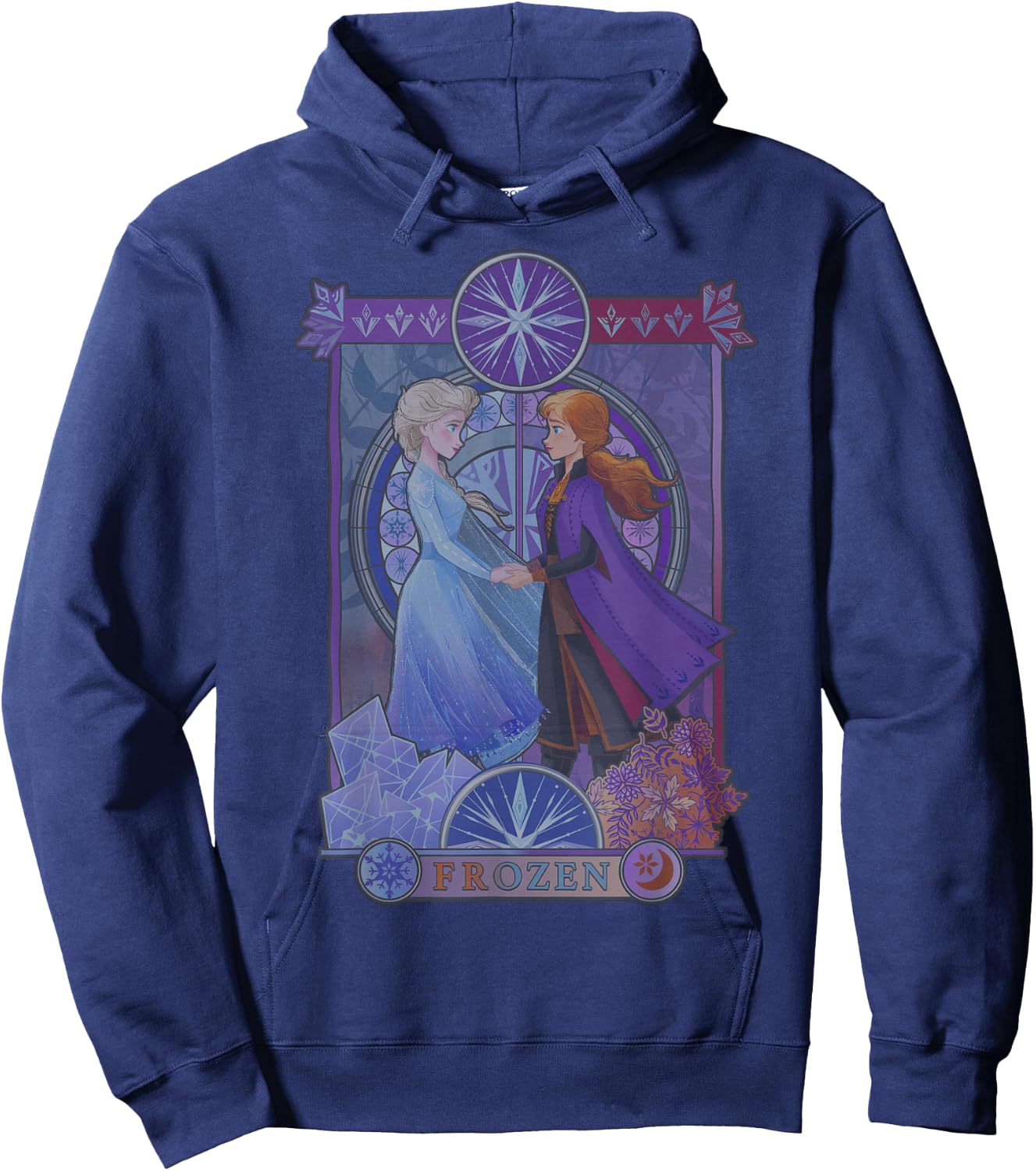 Disney Frozen 2 Elsa Anna Split Geometric Poster Hoodie - Hoodie | Navy