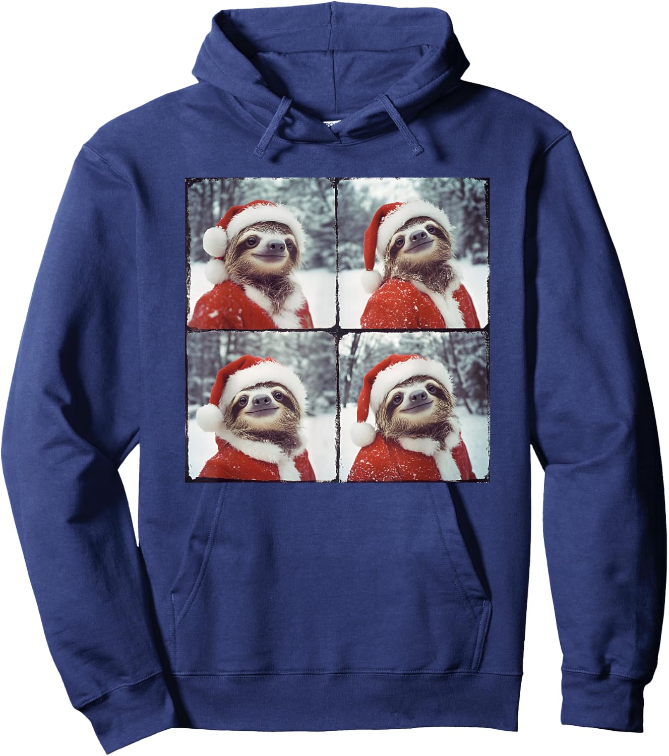 Sloth Santa Hat Funny Sloth Christmas Hoodie - Hoodie | Navy