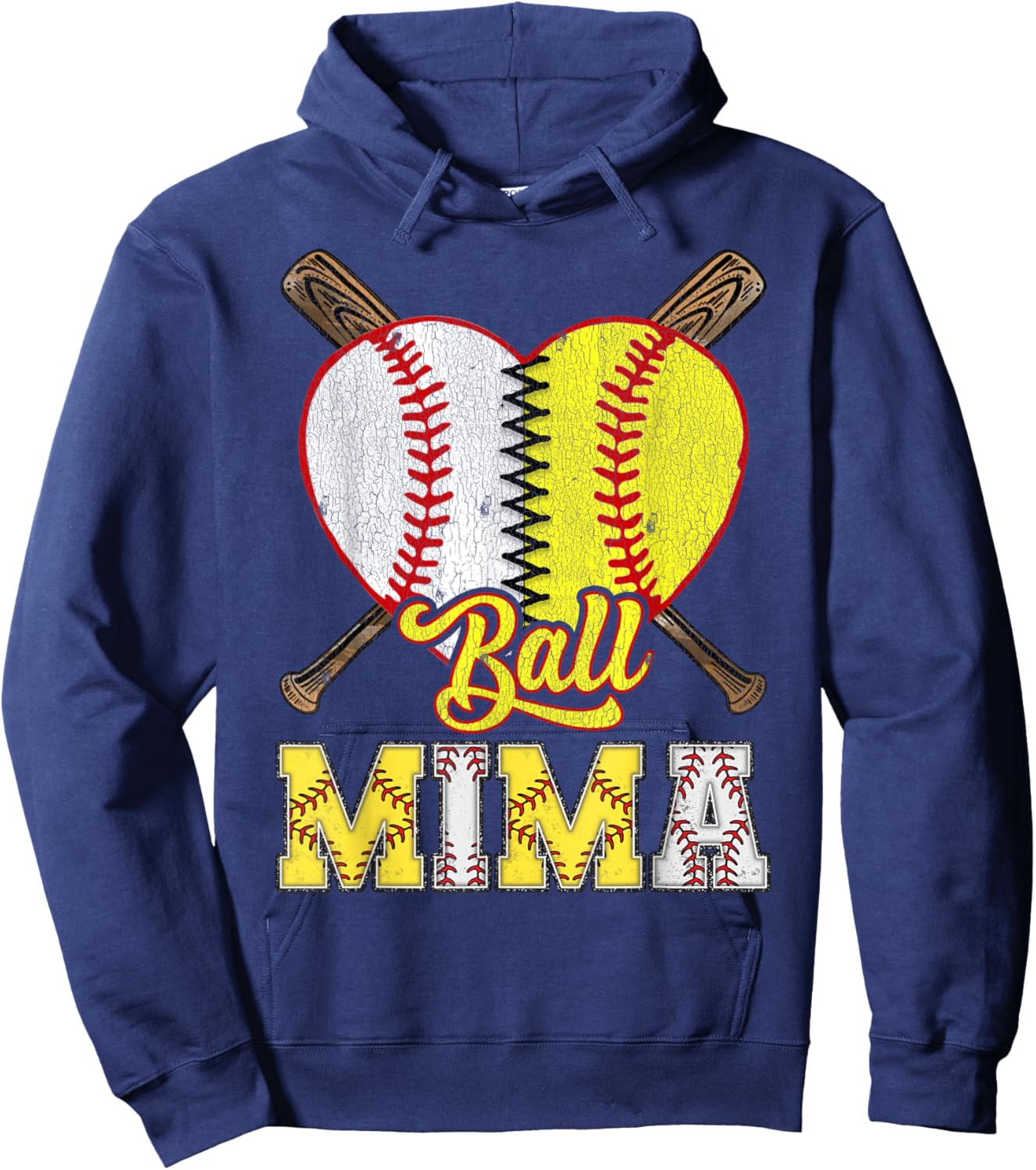 Mima Of Both Ball Mima Half Baseball Softball Hoodie - Hoodie | Navy