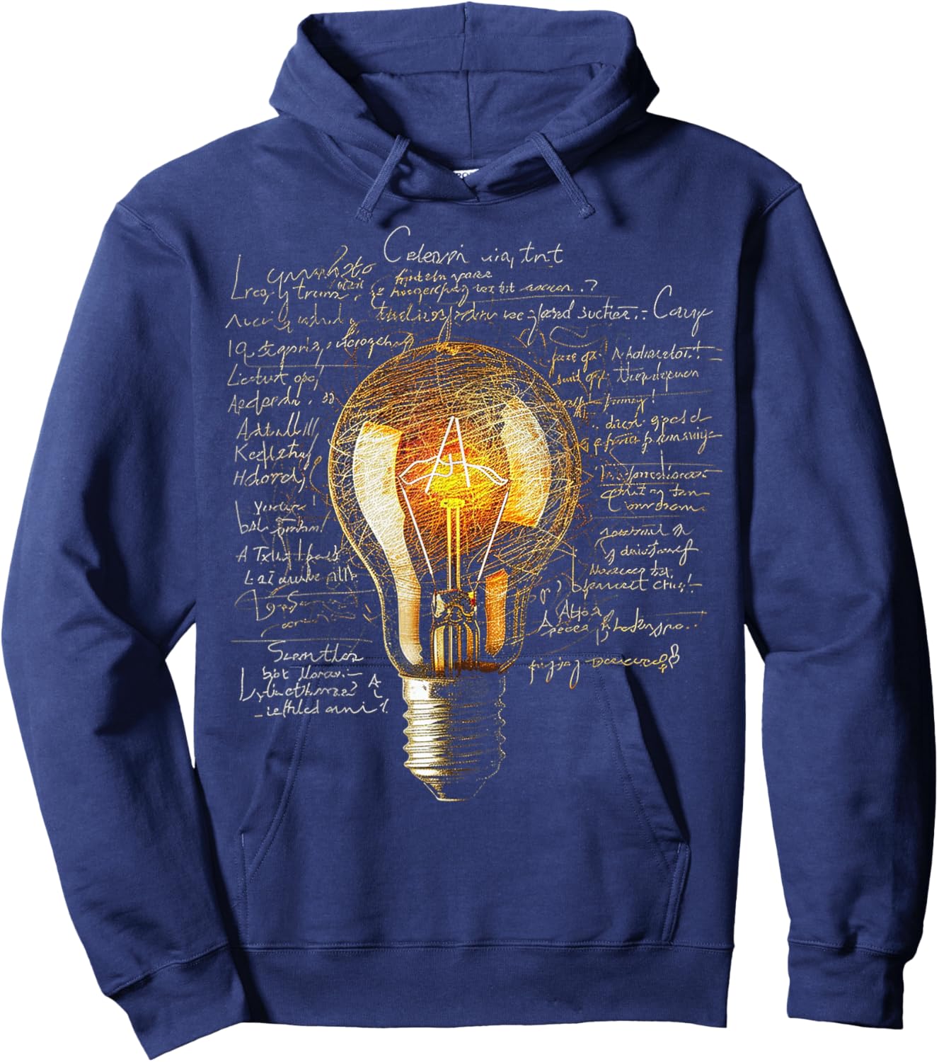 Light Bulb Text Drawing Abstract Art Graphic Hoodie - Hoodie | Navy
