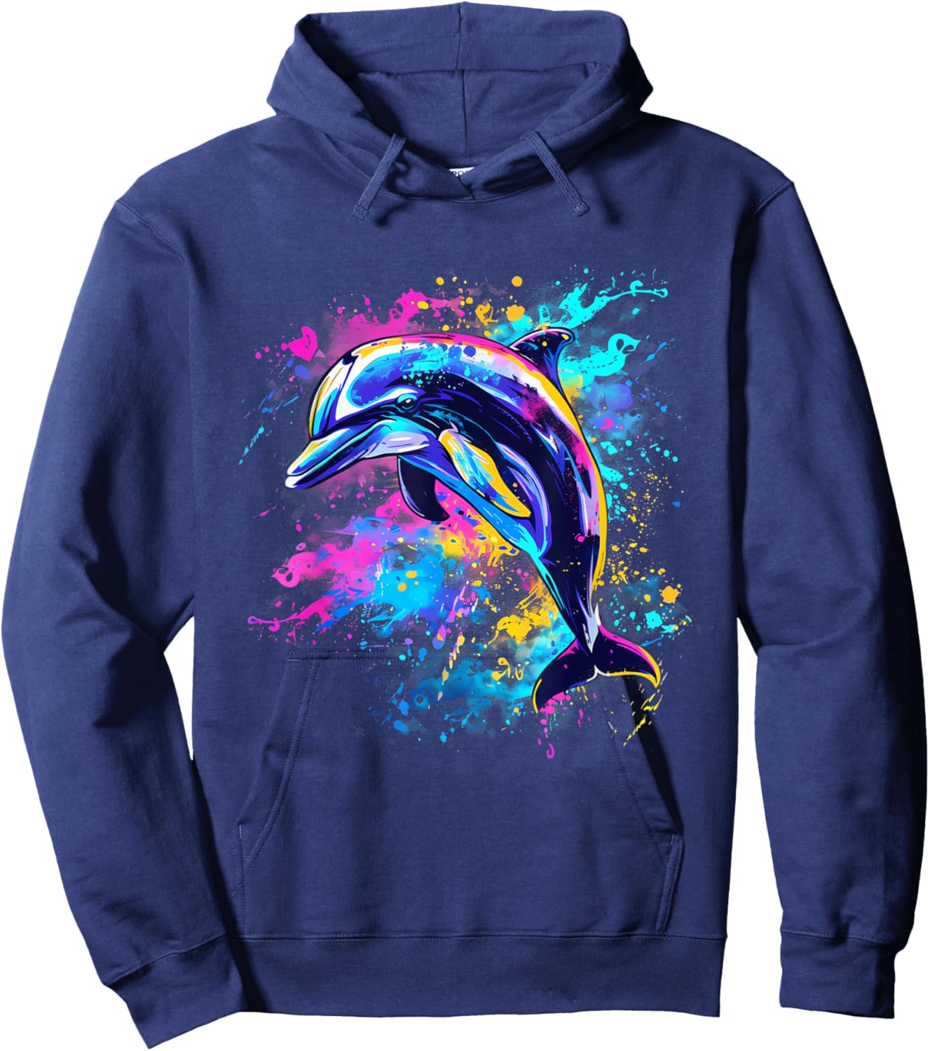 Dolphin Watercolor Motif Sea Ocean Animal Dolphin Lover Hoodie - Hoodie | Navy